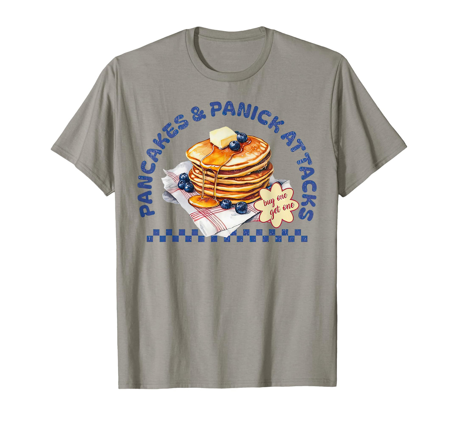 Pancakes and Panic Attacks Funny Retro T-Shirt