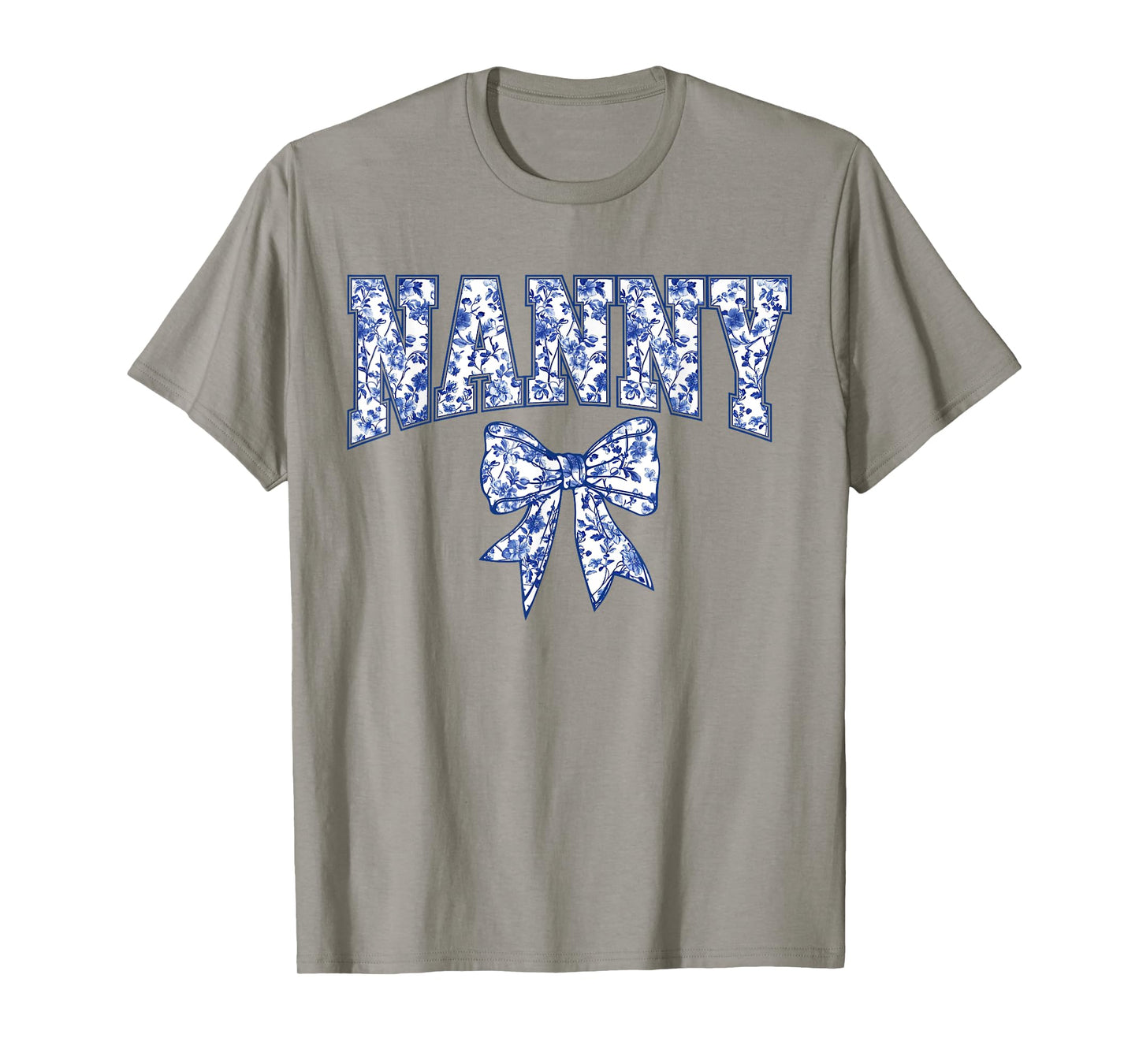 Nanny Coquette Toile Blue Bow Floral Mother's Day Family T-Shirt