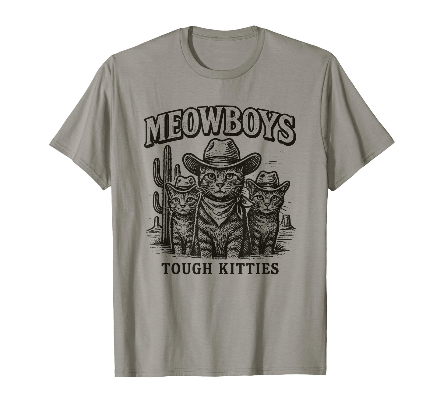 Meowboys Tough Kitties Country Western Cowboy Cat T-Shirt