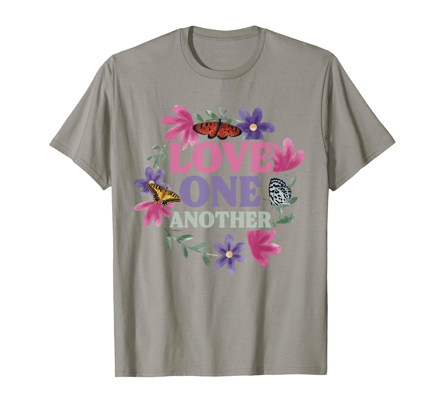 Love One Another - Butterfly Flower Religious Christian T-Shirt