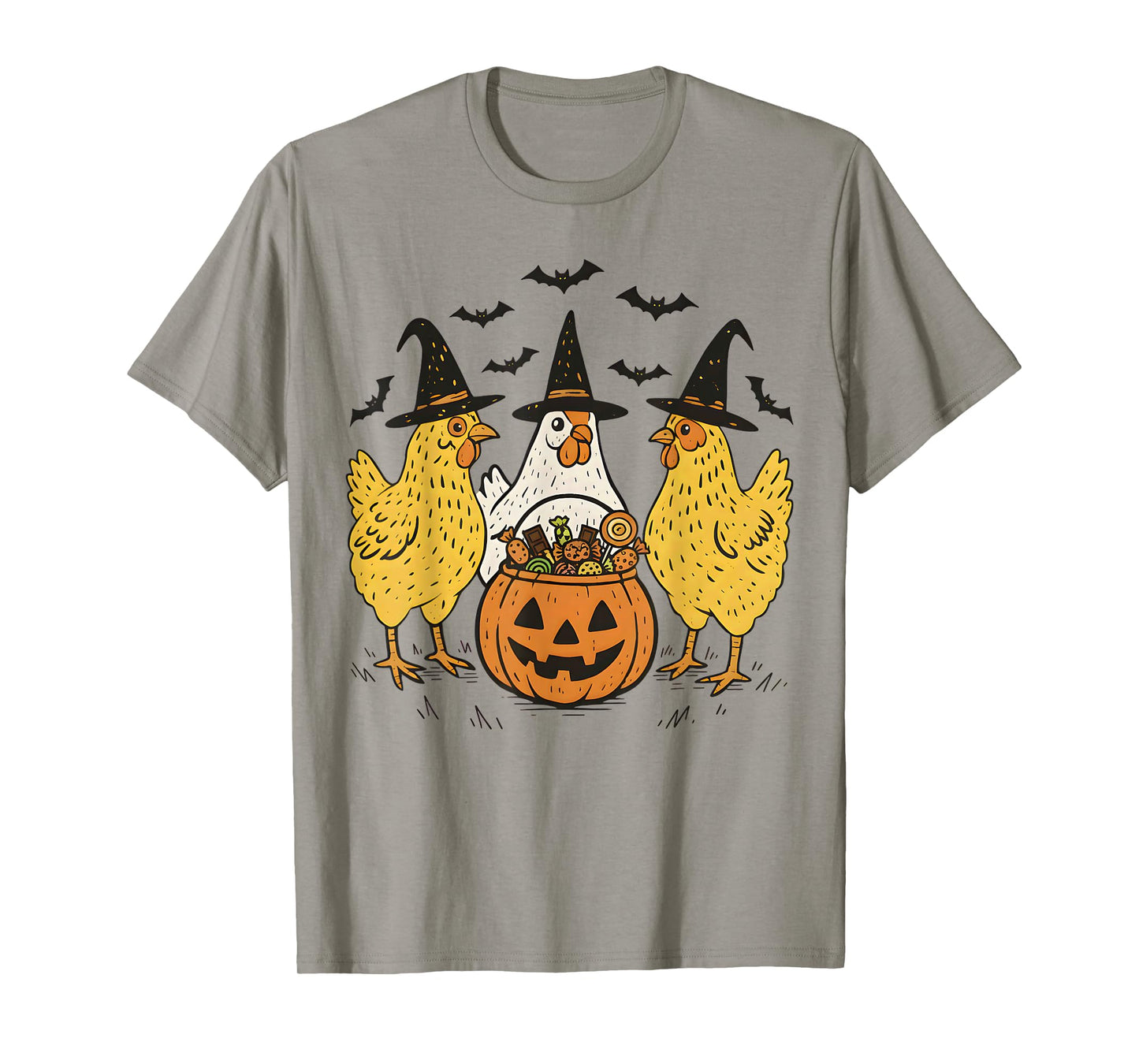 Chicken Halloween Pumpkin Spooky Season Funny Chickens Witch T-Shirt