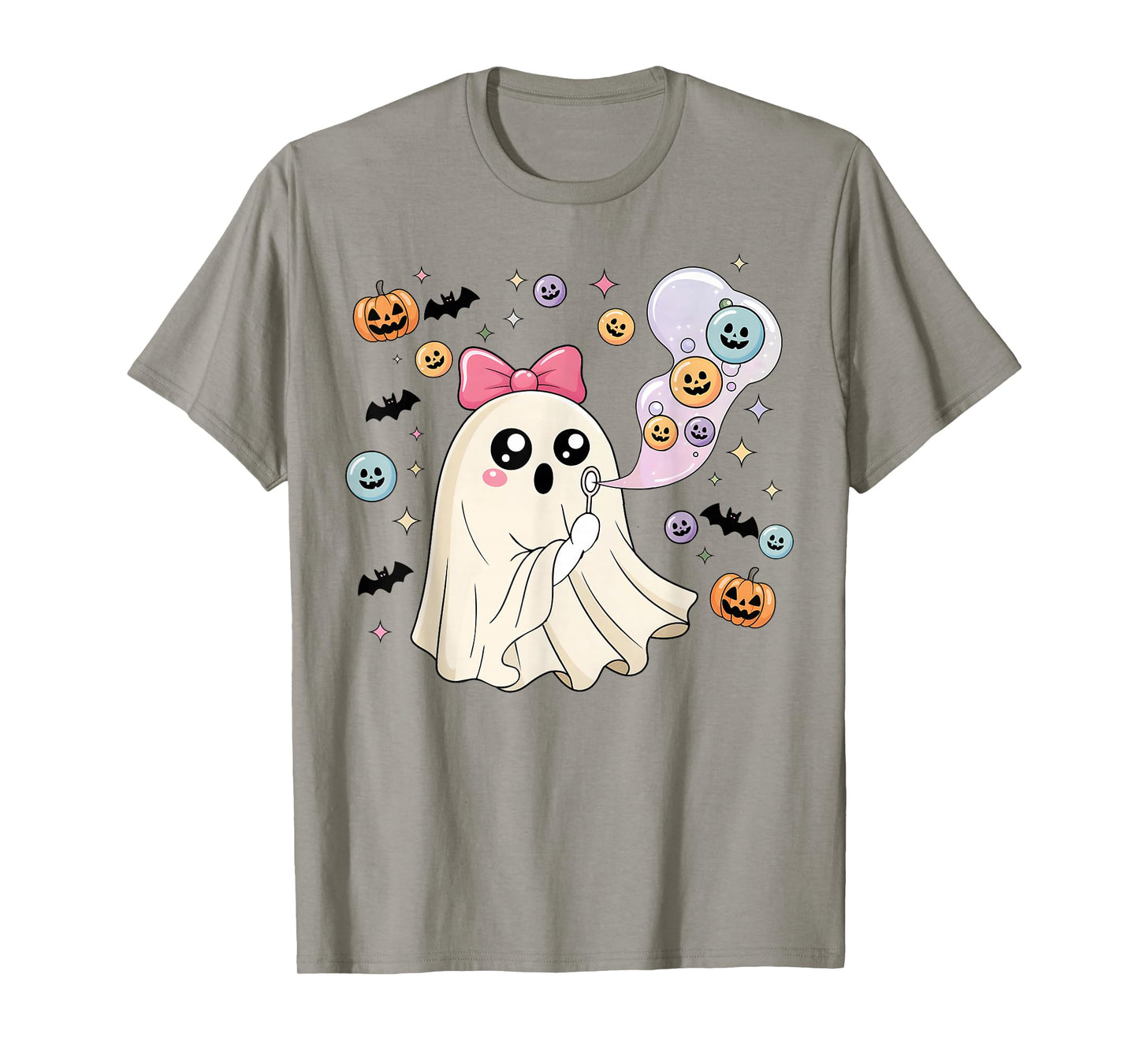 Preppy Coquette Ghost Halloween, Blowing Bubble Halloween T-Shirt