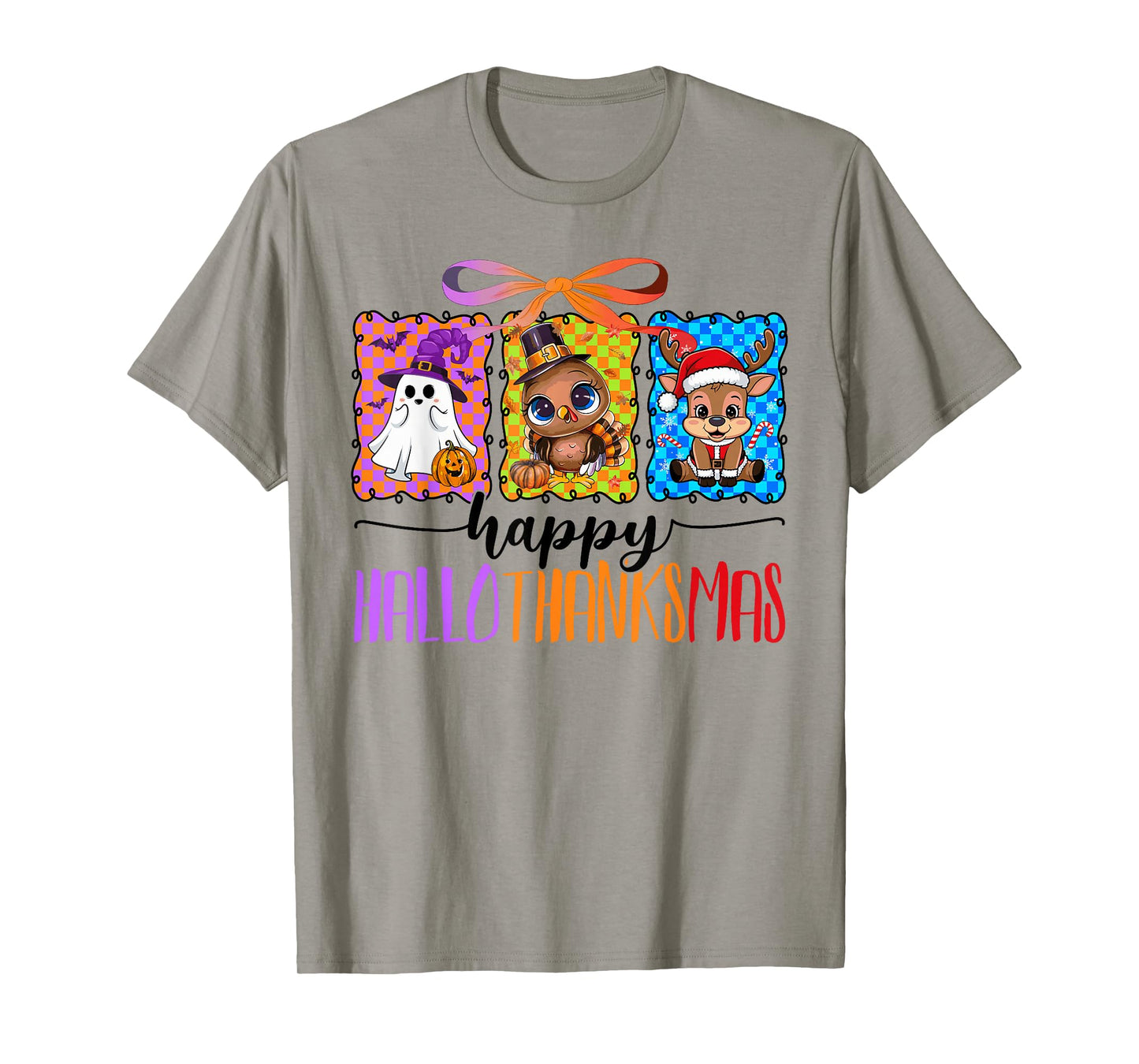 Happy Hallothanksmas Coquette Bows Halloween Thanksgiving T-Shirt