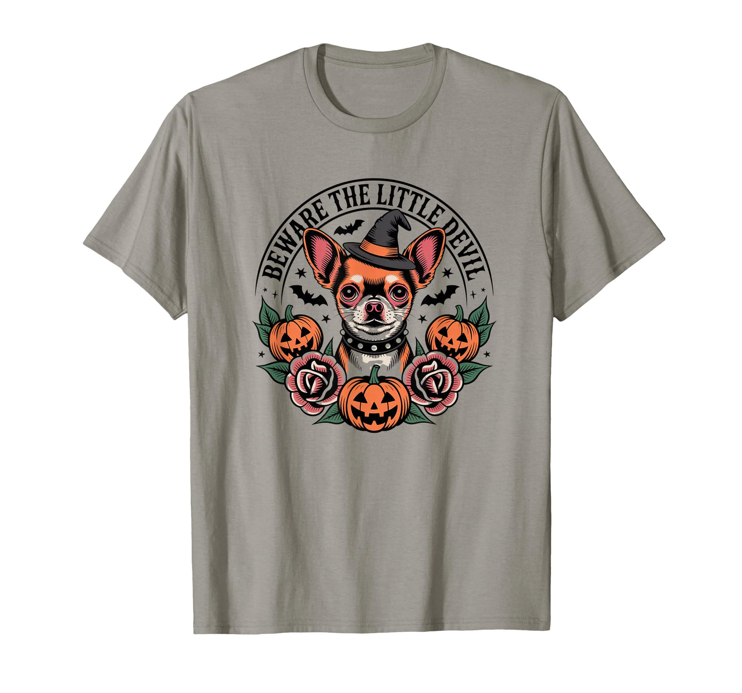 Chihuahua Witch Costume Funny Small Breed Beware Sign T-Shirt
