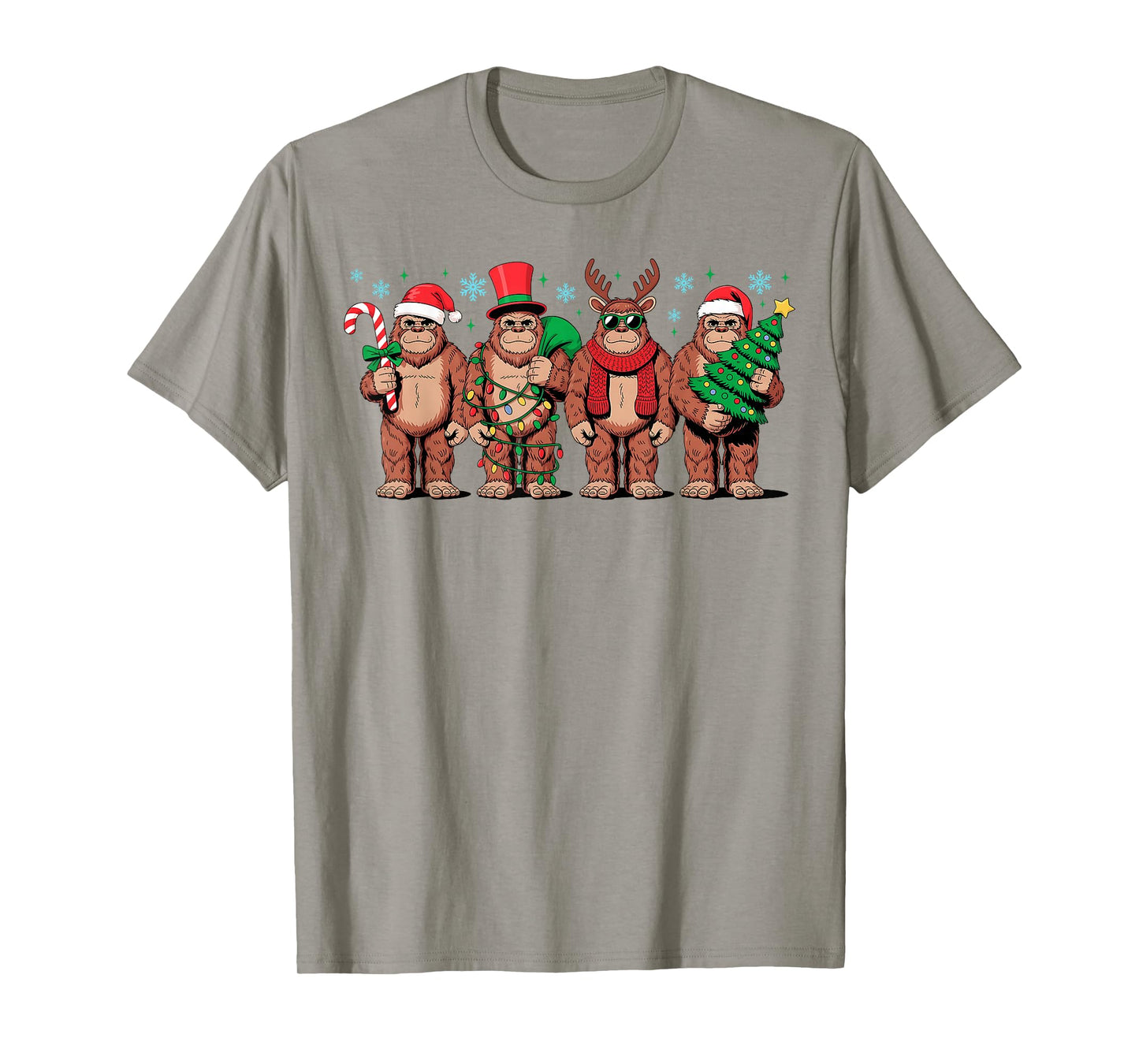 Bigfoot Santa Christmas Tree Lights Sasquatch Merry Christma T-Shirt