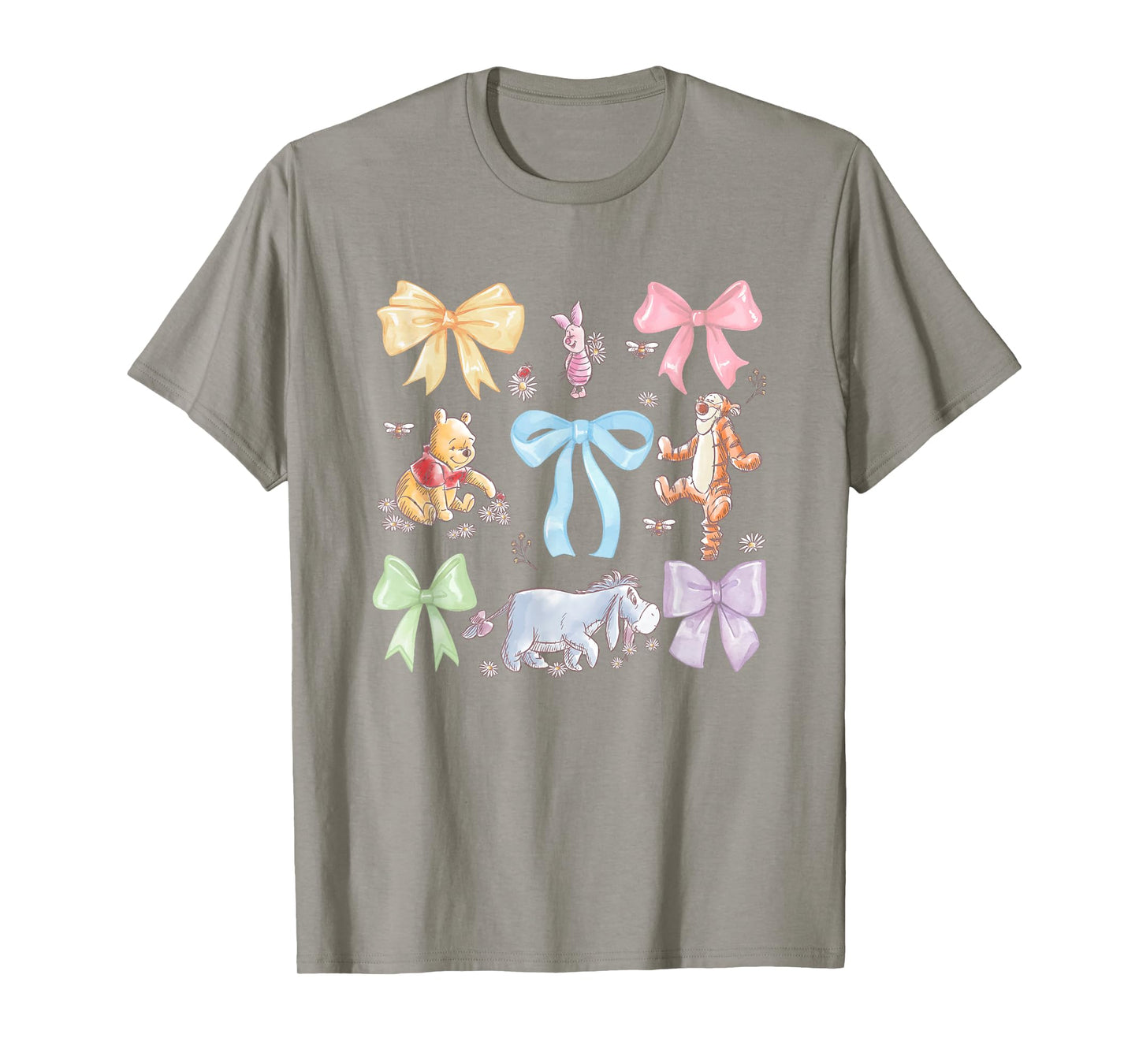 Disney Winnie the Pooh Cute Group Shot Sketch Chest Logo T-Shirt