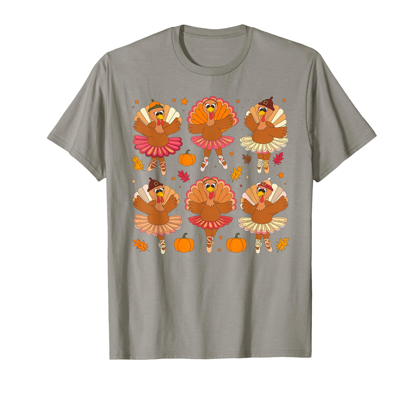 Autumn Ballerinas Dancing Cute Turkey Thanksgiving Girls T-Shirt