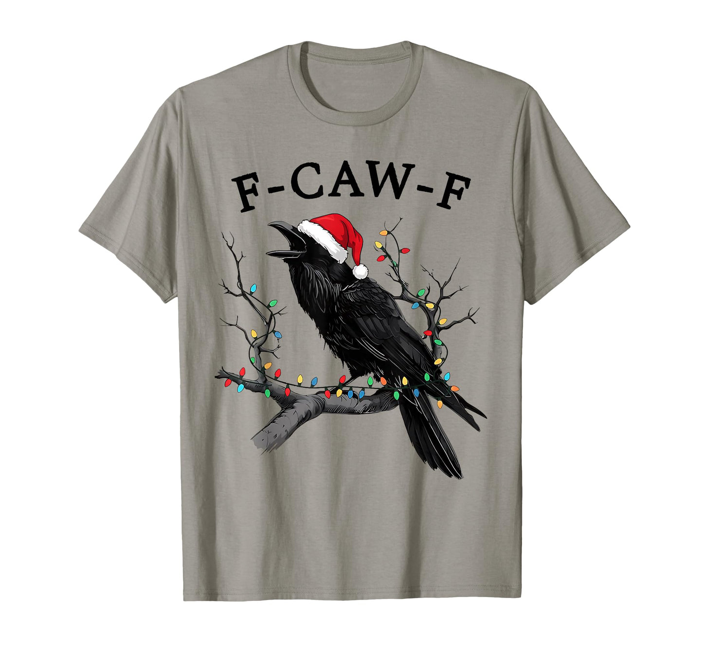 Black Crow, F-Caw-F Funny Christmas Raven Santa Hat Xmas PJs T-Shirt