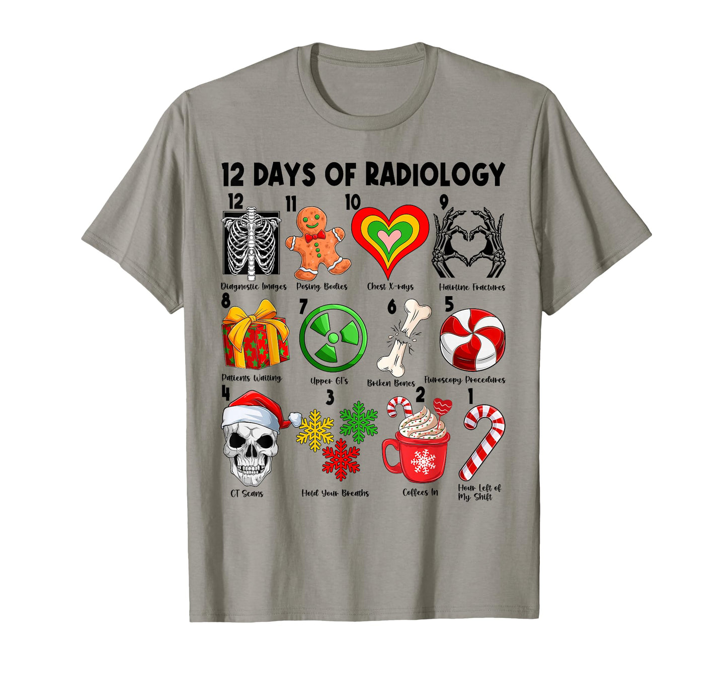 12 Days of Radiology Xray Tech CT MRI Merry Christmas PJS T-Shirt