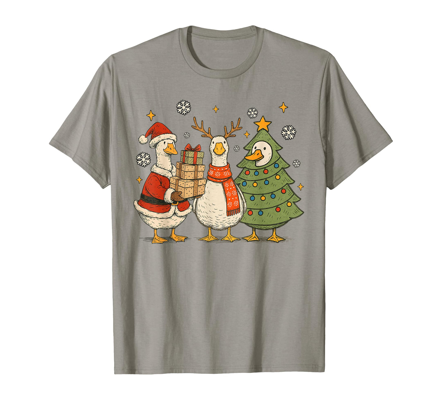 Christmas Goose Xmas Vibes Funny Silly Goose Reindeer T-Shirt