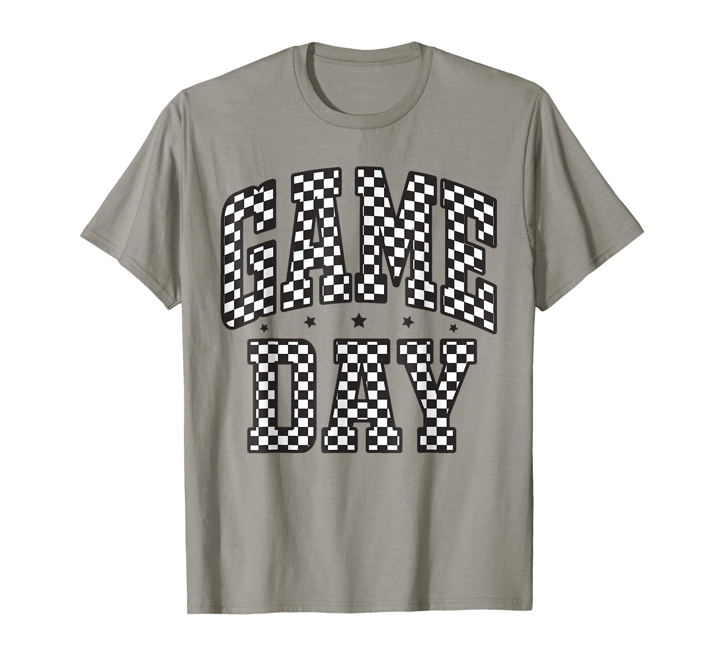 Black White Checkered Game Day Funny Football Men Women Cute T-Shirt