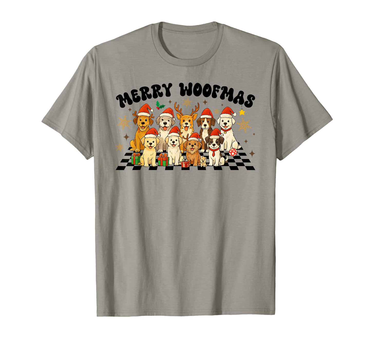 Merry Woofmas Funny Christmas Dog Lover Holiday Dog Mom T-Shirt
