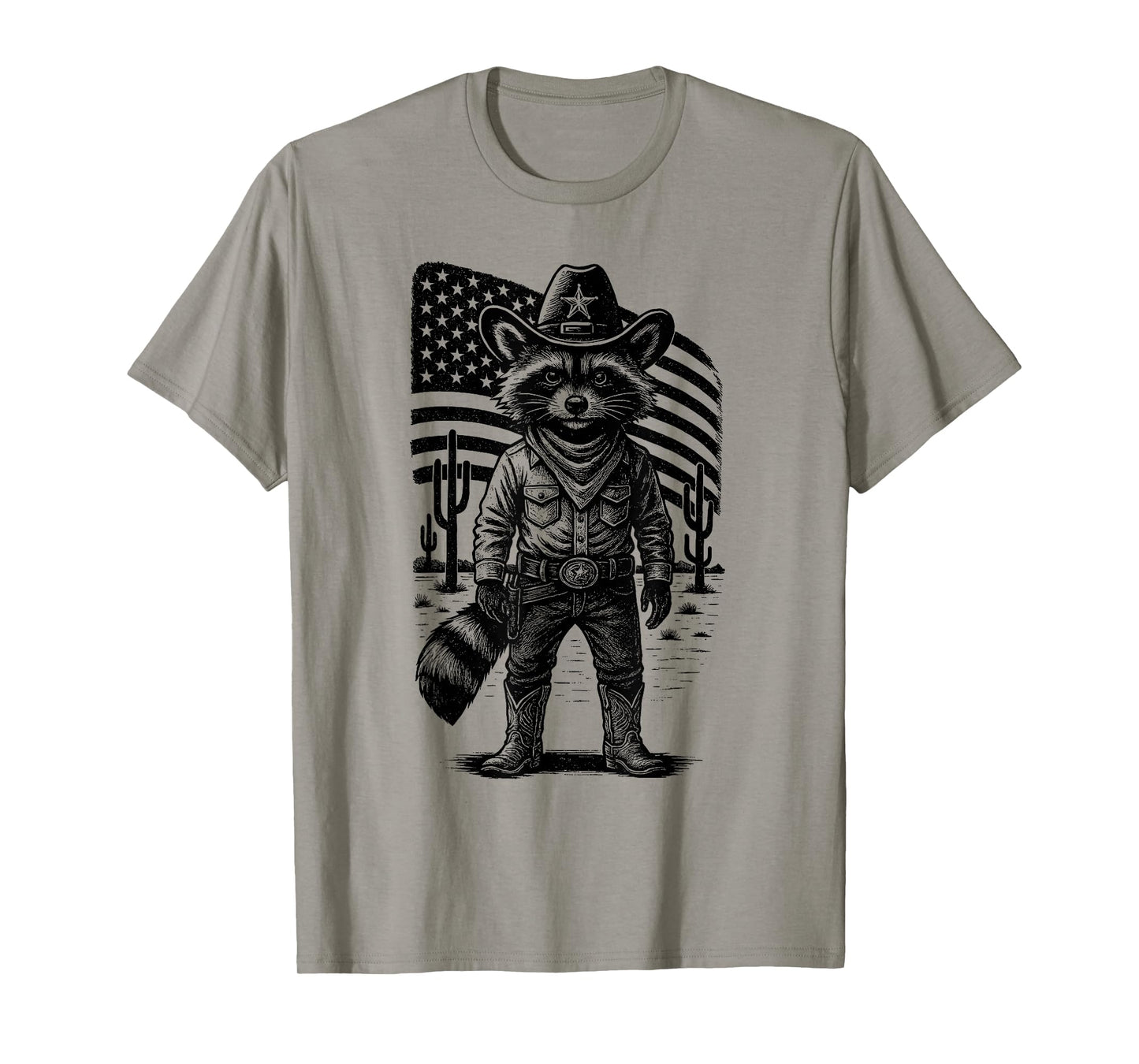 Vintage Raccoon Cowboy | Trash Panda USA Western Country T-Shirt