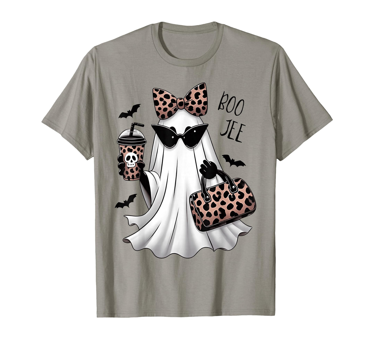 Coquette Leopard Ghost Coffee Boo-JEE Halloween Boujee Ghost T-Shirt