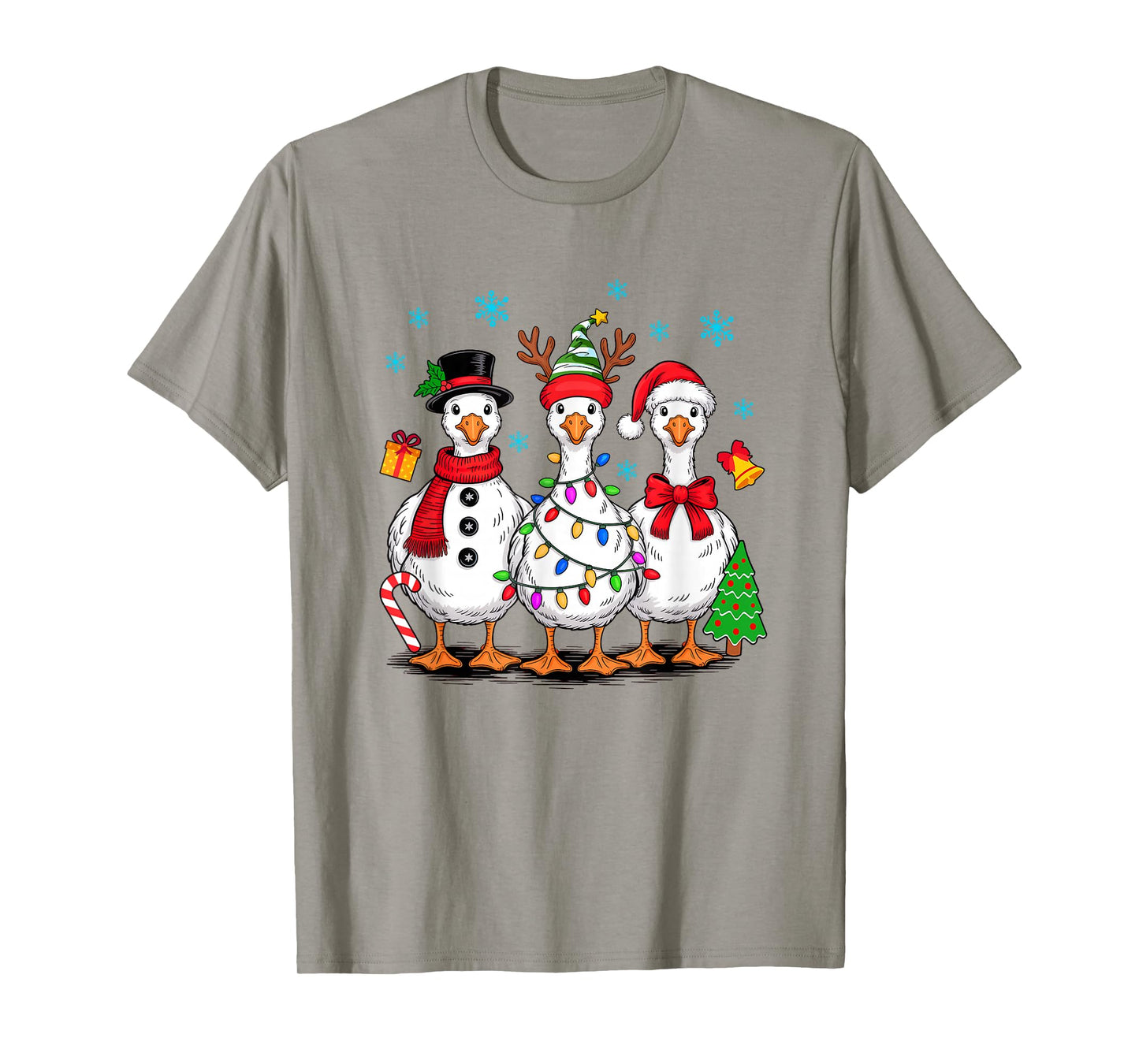 Vintage Christmas Goose Santa Goose Cute Snowman Funny T-Shirt