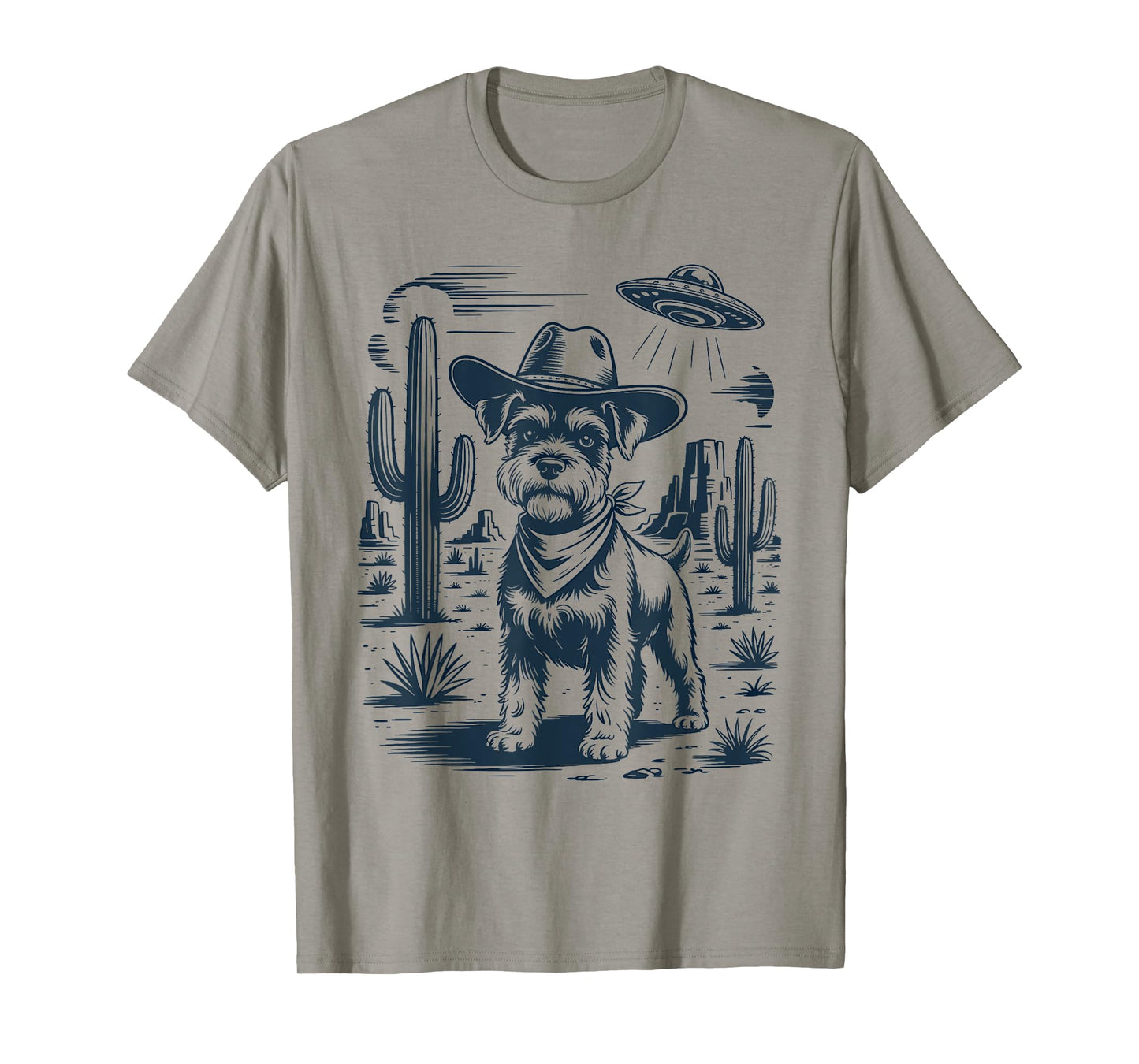 Cowboy Miniature Schnauzer Dog Vintage UFO Western T-Shirt