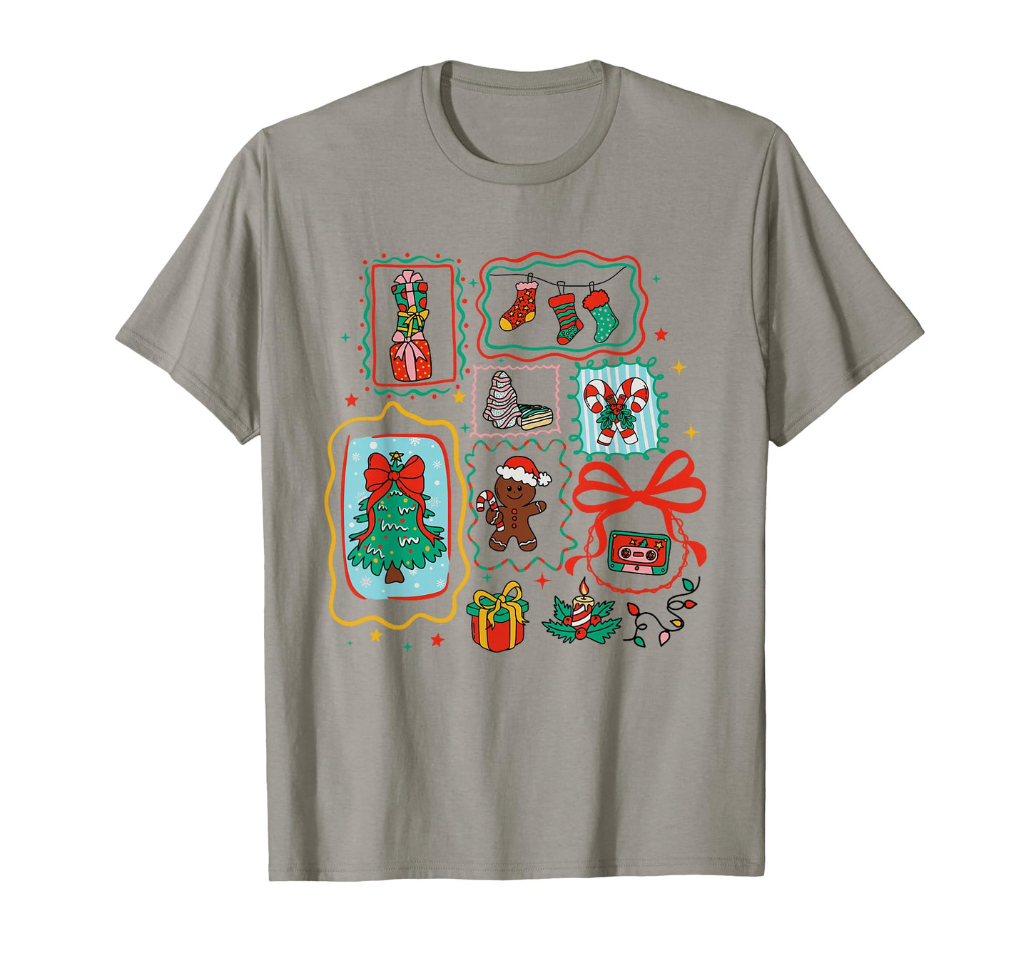 Coquette Bow Santa Christmas Tree Xmas Merry and Bright T-Shirt
