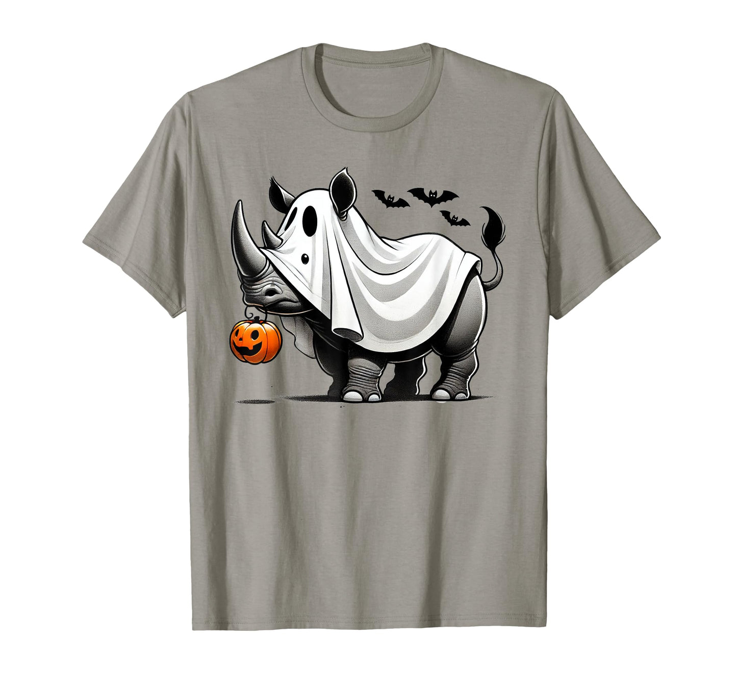 Funny Rhino Ghost Halloween Costume Rhinoceros Jackolantern T-Shirt