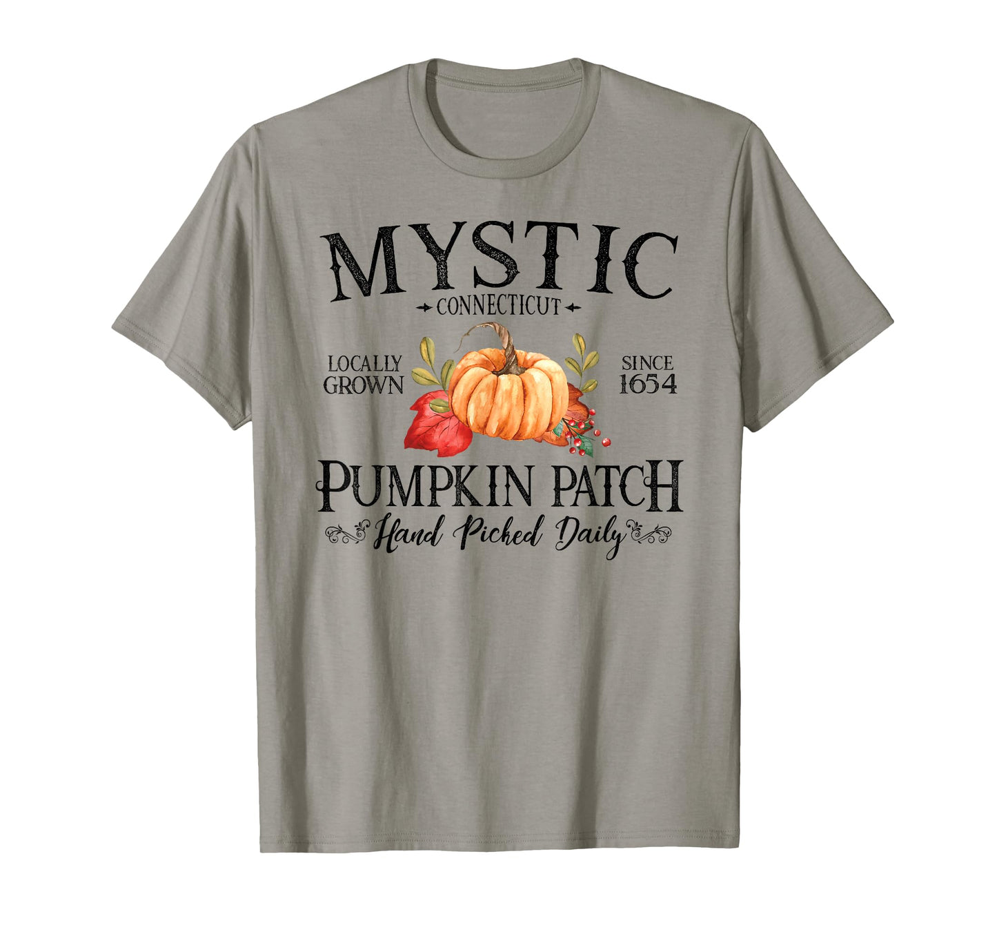 Mystic Connecticut Pumpkin Patch Fall Black Letters T-Shirt