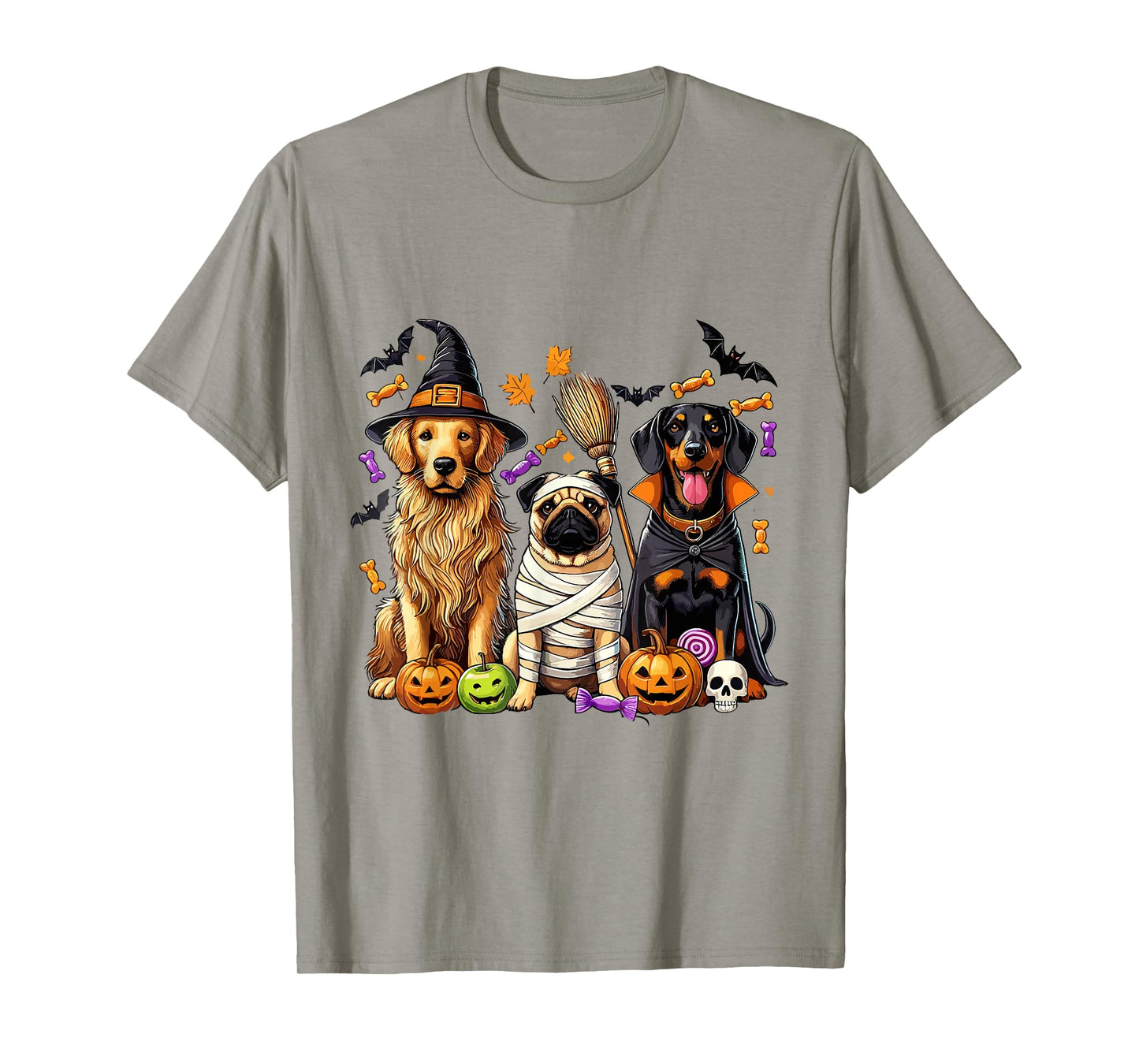 Halloween Dog Funny Spooky Pug Golden Retriever Doberman Tee T-Shirt