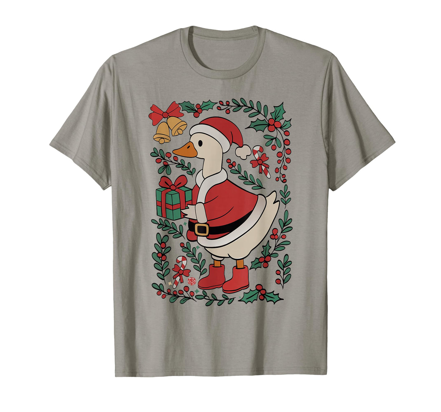 Santa Goose Bird Funny Christmas Holiday Festive Gifts Tee T-Shirt
