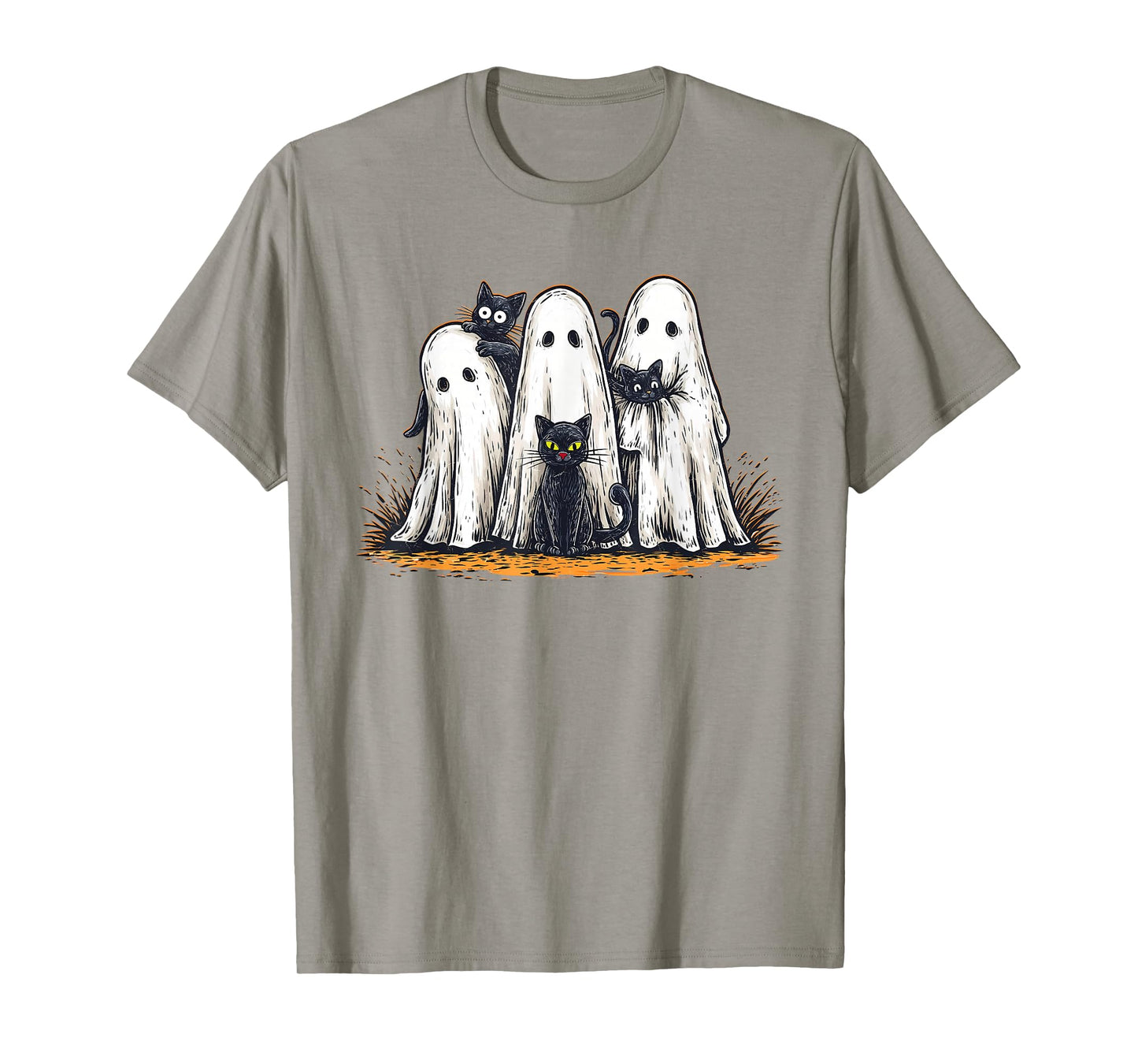 Funny Ghosts Holding Black Cats Halloween Ghost Cat Lovers T-Shirt