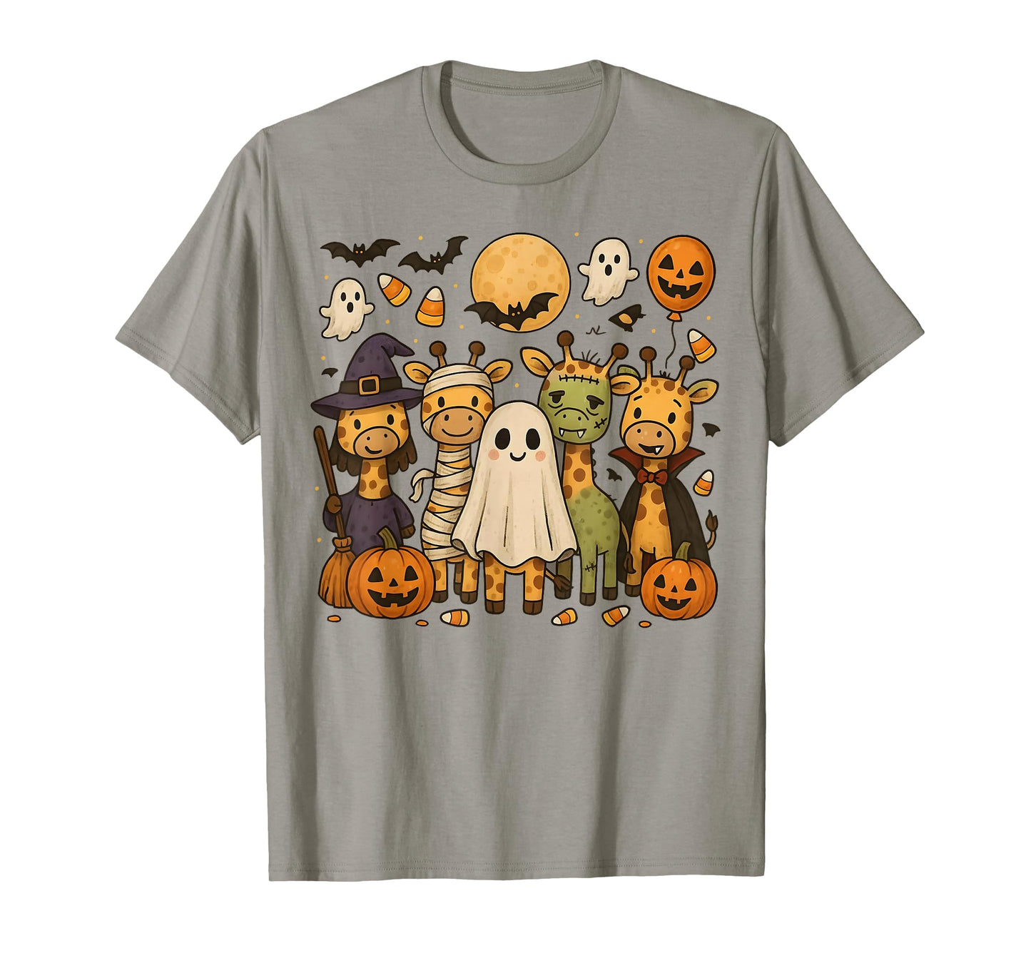 Giraffe Spooky Witch Boo Zombie Cute Halloween Boys Girls T-Shirt