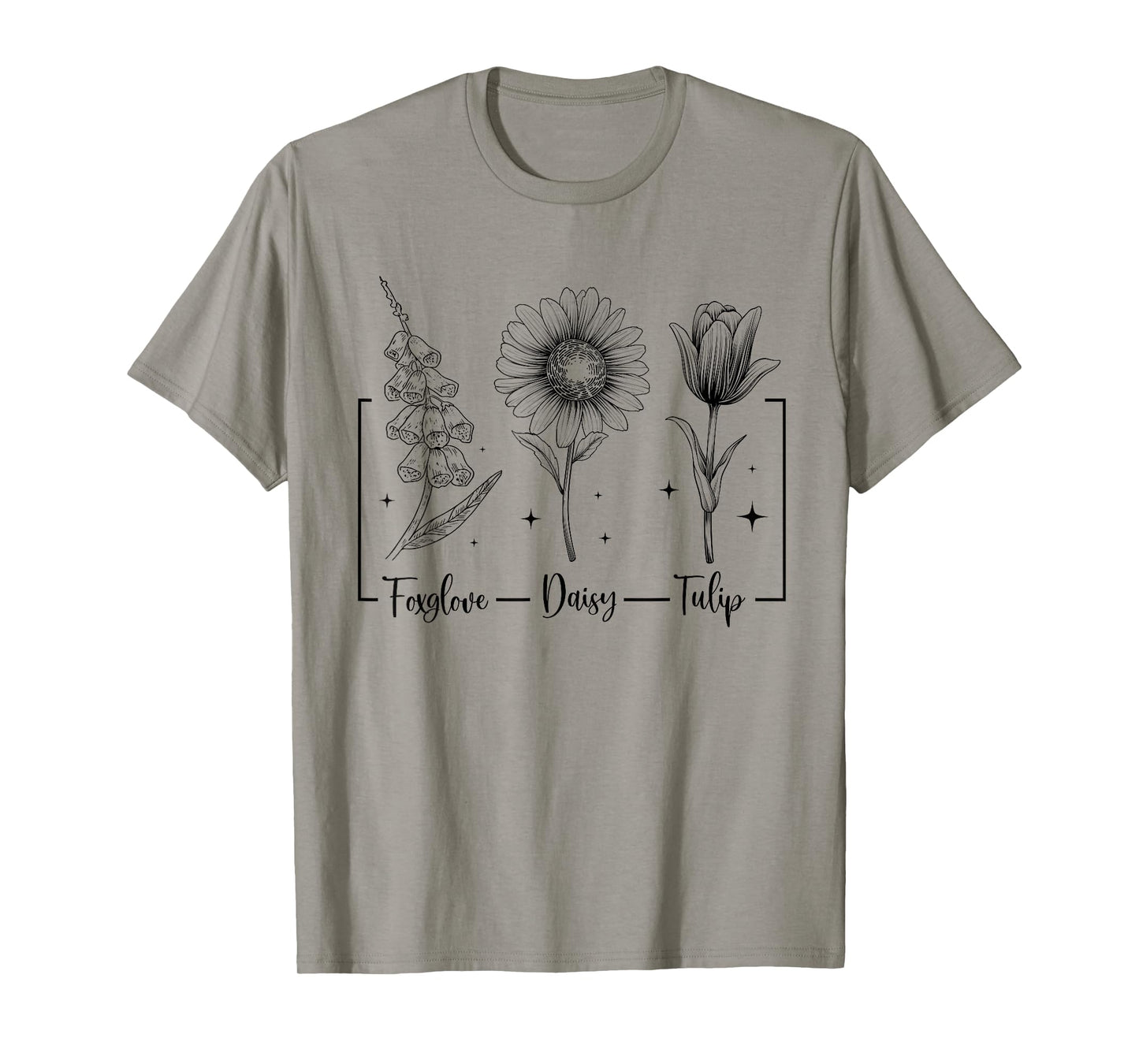 Vintage Floral Plant Foxglove Daisy Tulip Flowers Mom Women T-Shirt