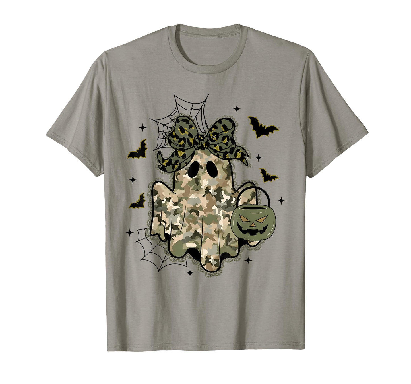 Lace Ghost Coquette Bow Camo Halloween Girly Women Girls T-Shirt