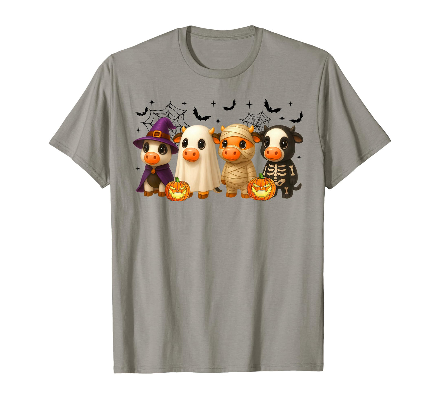Cows in Witch Skeleton Ghost Costume Happy Halloween Day T-Shirt