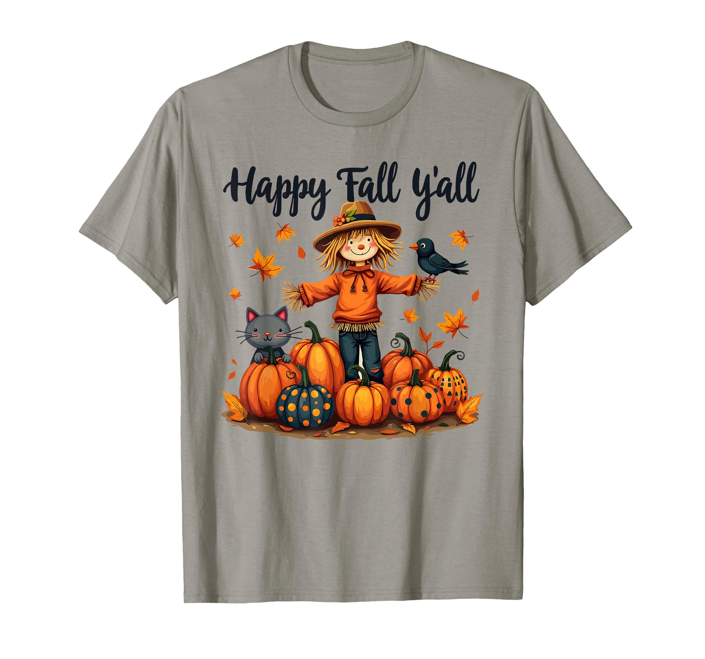 Scarecrow Happy Fall Y'all Thanksgiving Halloween Women Men T-Shirt