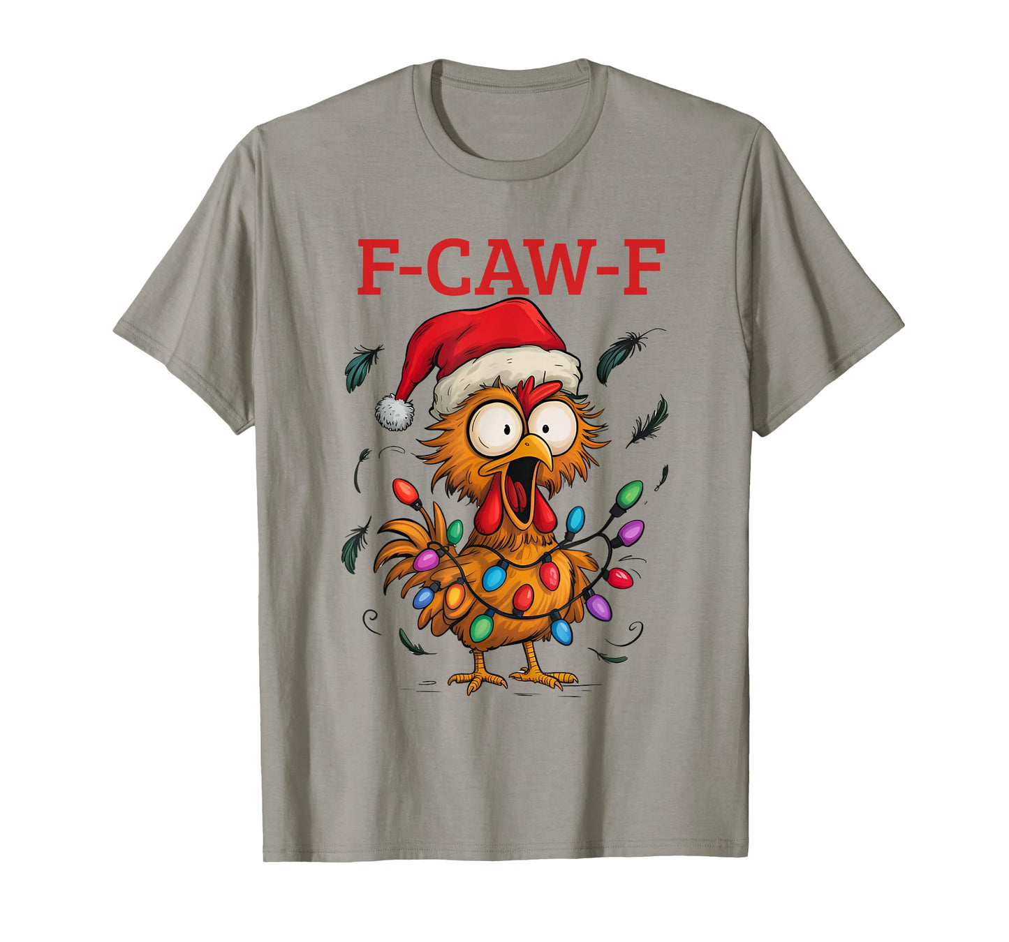 Crow F-CAW-F Black Bird Gothic Christmas Lights Santa Hat T-Shirt