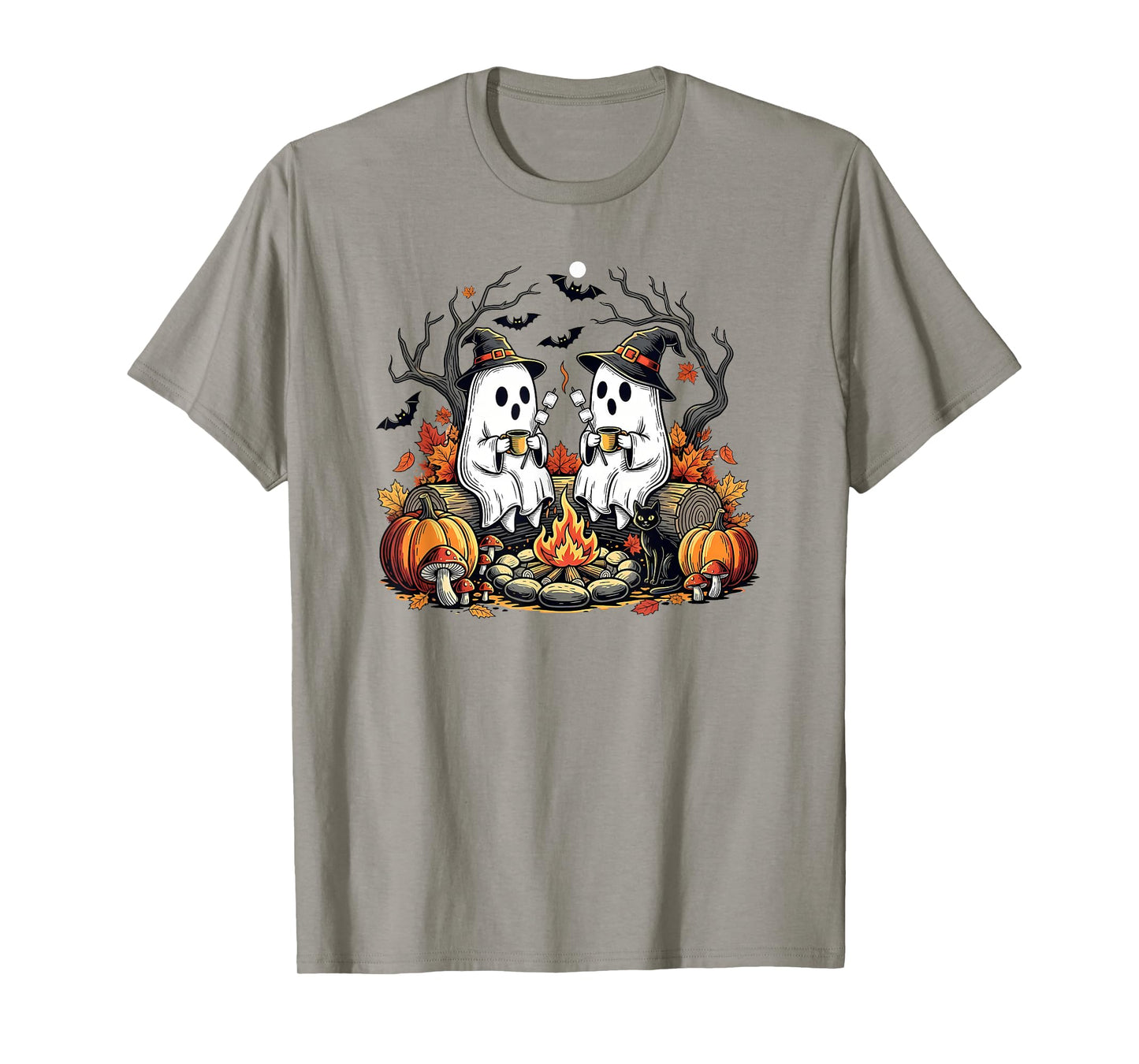 Cute Ghost Camping Campfire Halloween Marshmallow T-Shirt
