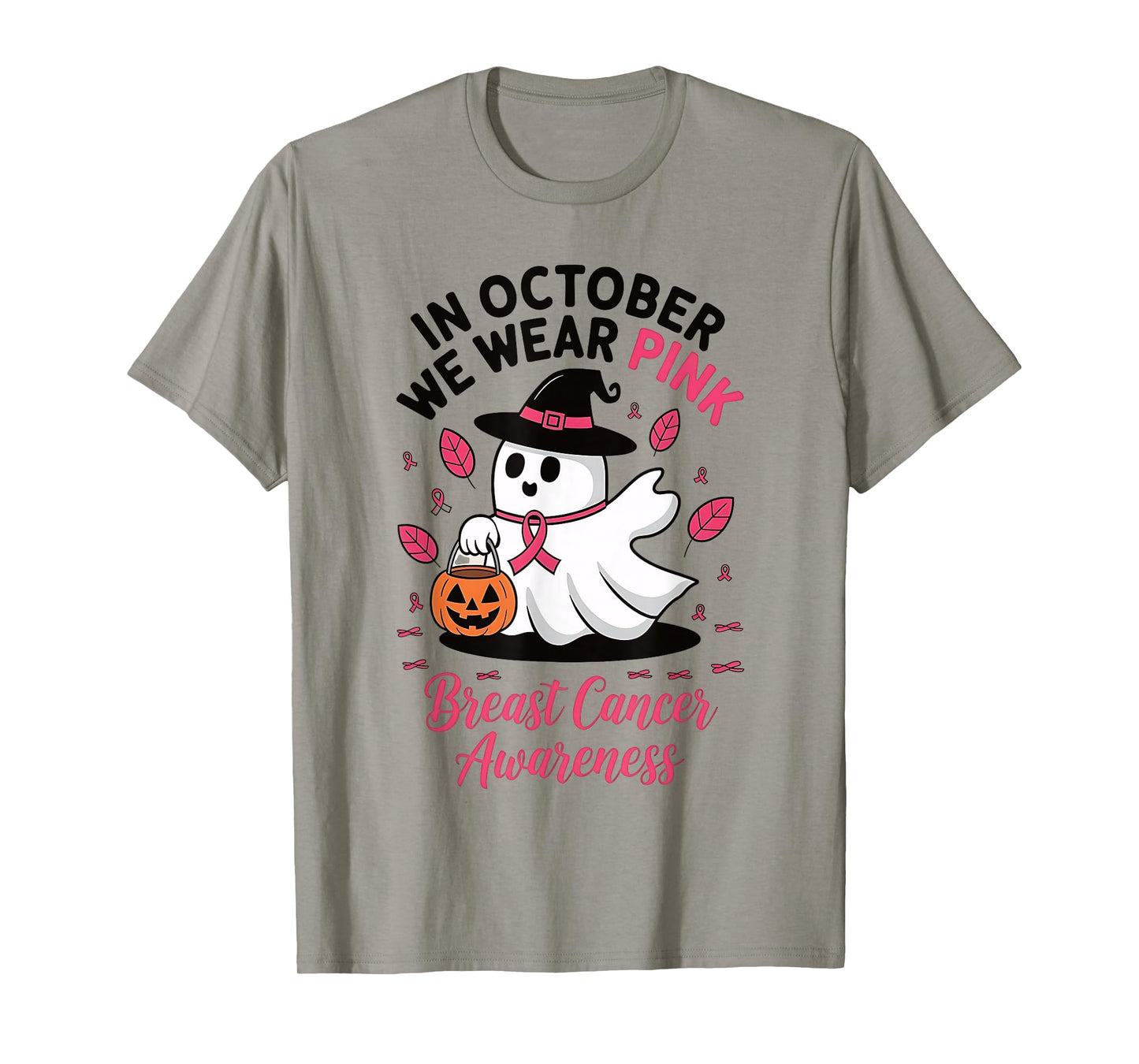 in October we wear Pink Breast Cancer Awareness Halloween T-Shirt
