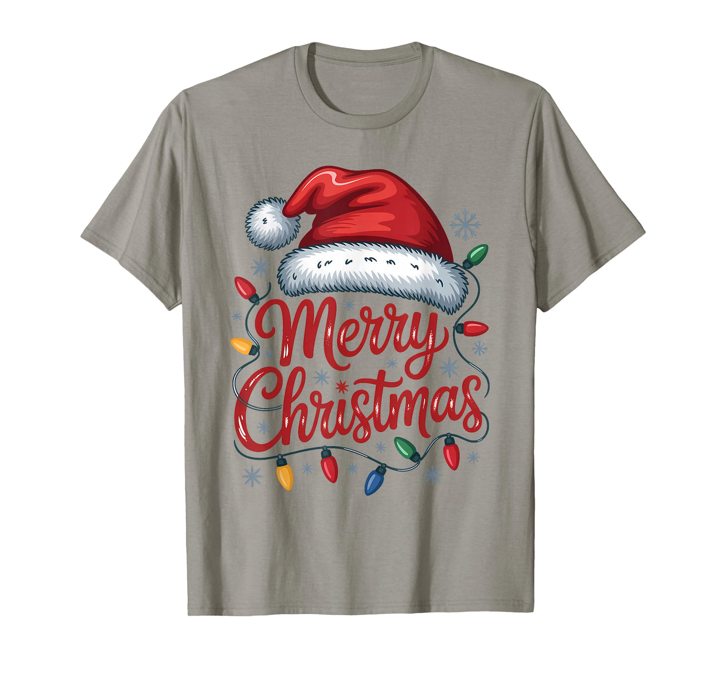 Merry Christmas Santa Hat Lights Red Xmas Family Men Women T-Shirt