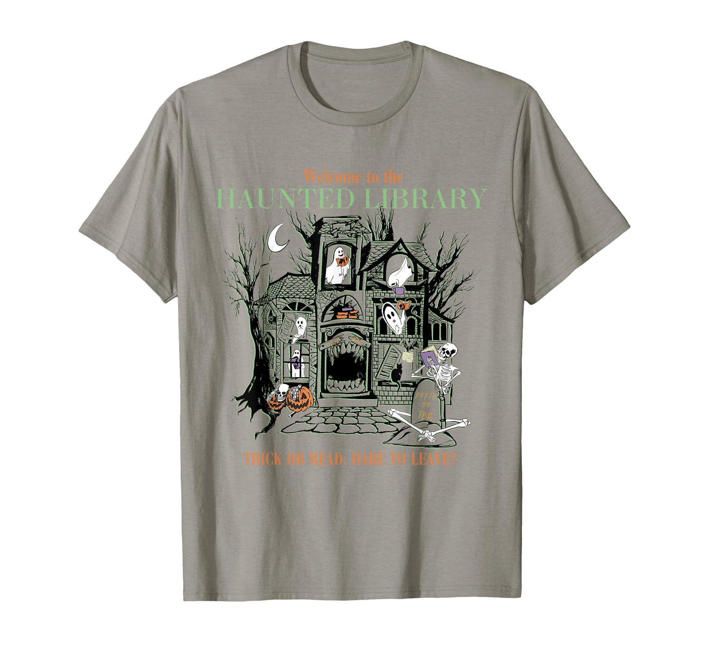 Retro Welcome To The Haunted Library Book Lovers Halloween T-Shirt