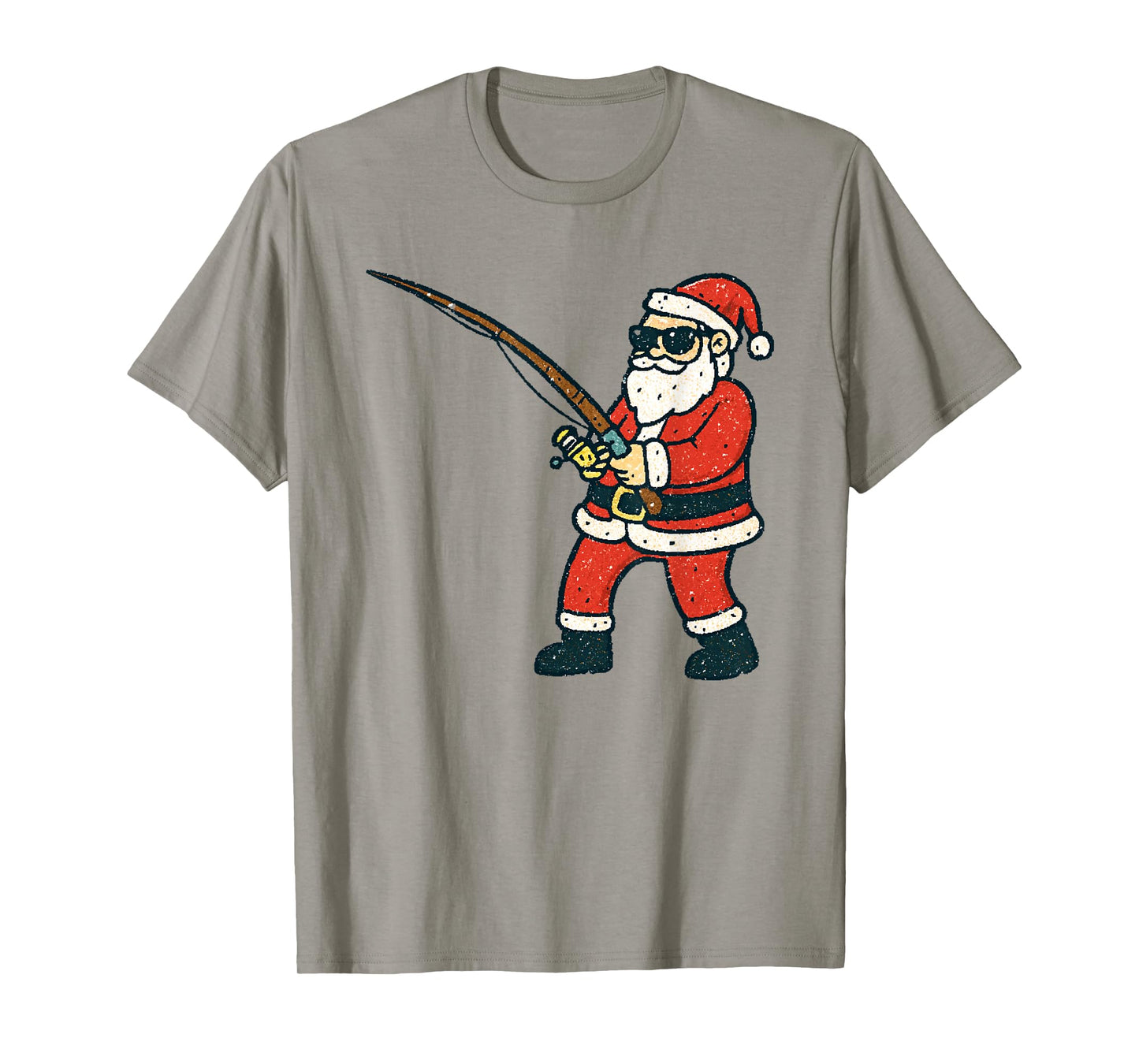 Santa Fishing Christmas Vintage Fish Funny Xmas T-Shirt