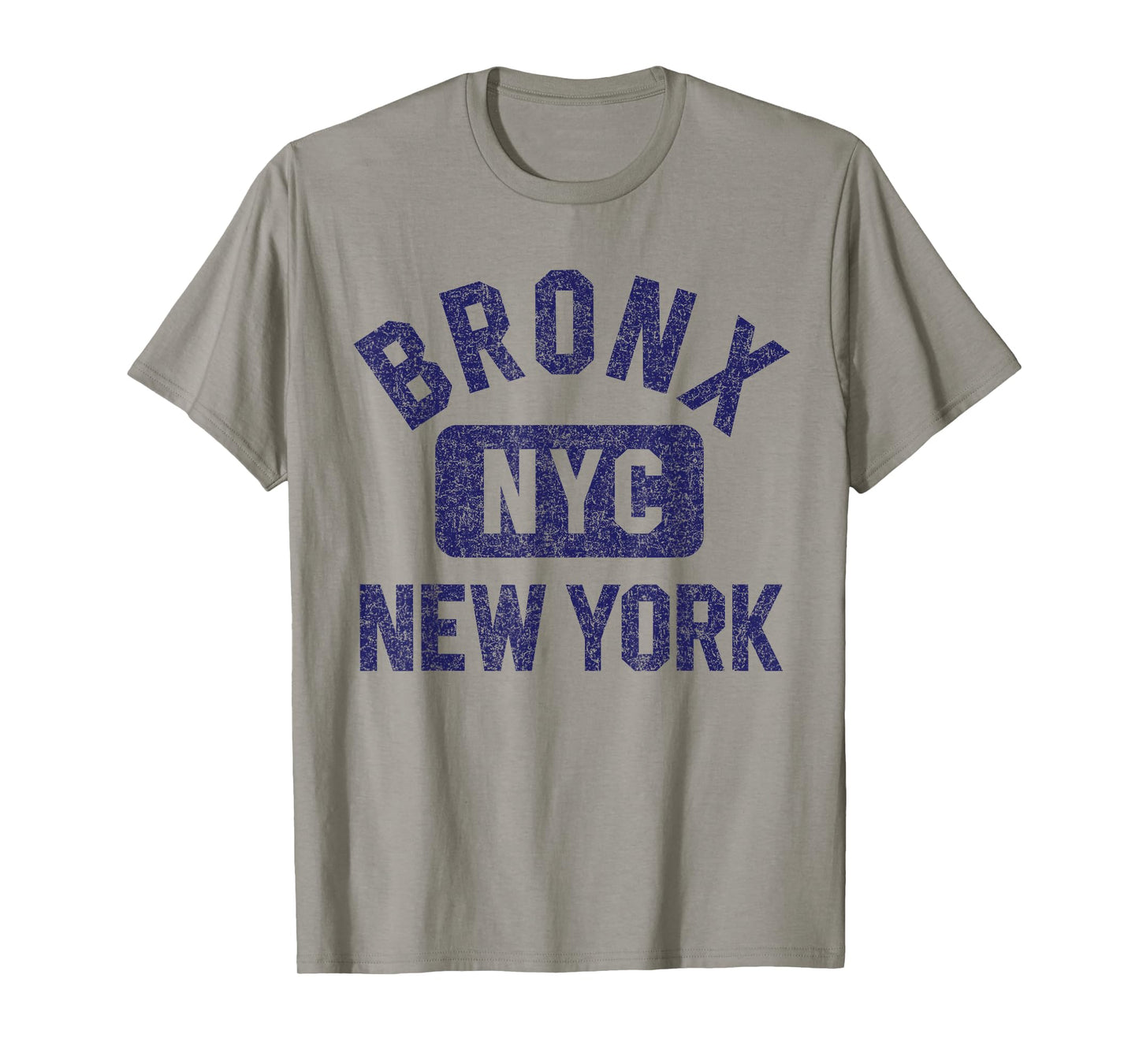 Bronx NYC New York Gym Style Distressed Dark Blue Print T-Shirt