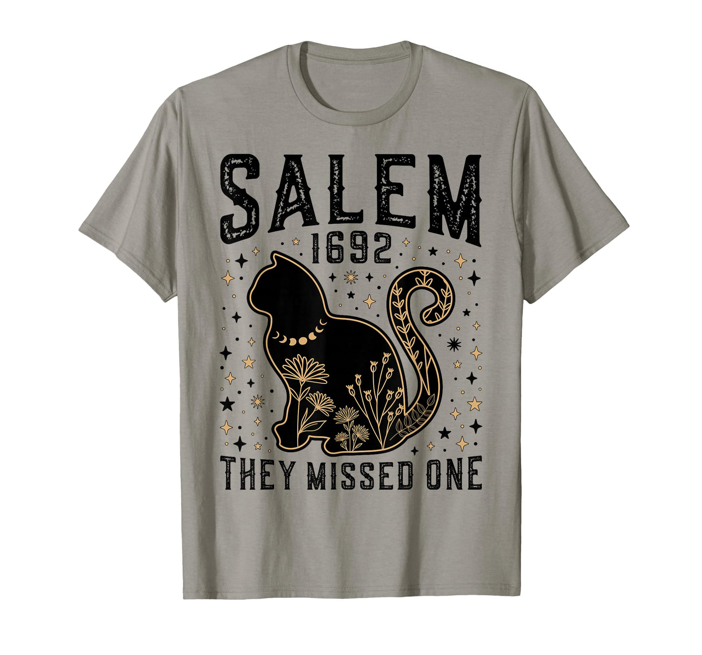 Salem 1692 They Missed One Salem Witch Trial Moon Cat Lady T-Shirt