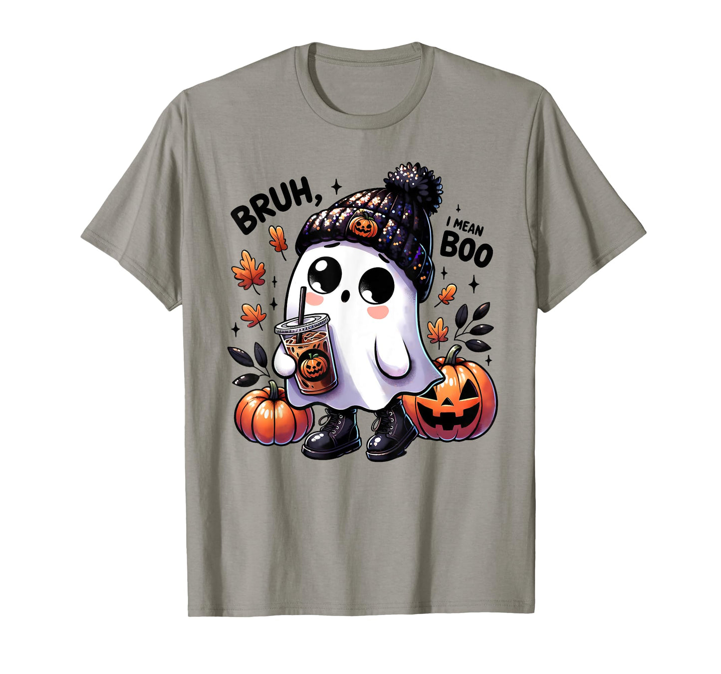 Bruh I Mean Boo Funny Ghost Jack O Lantern Coffee Halloween T-Shirt