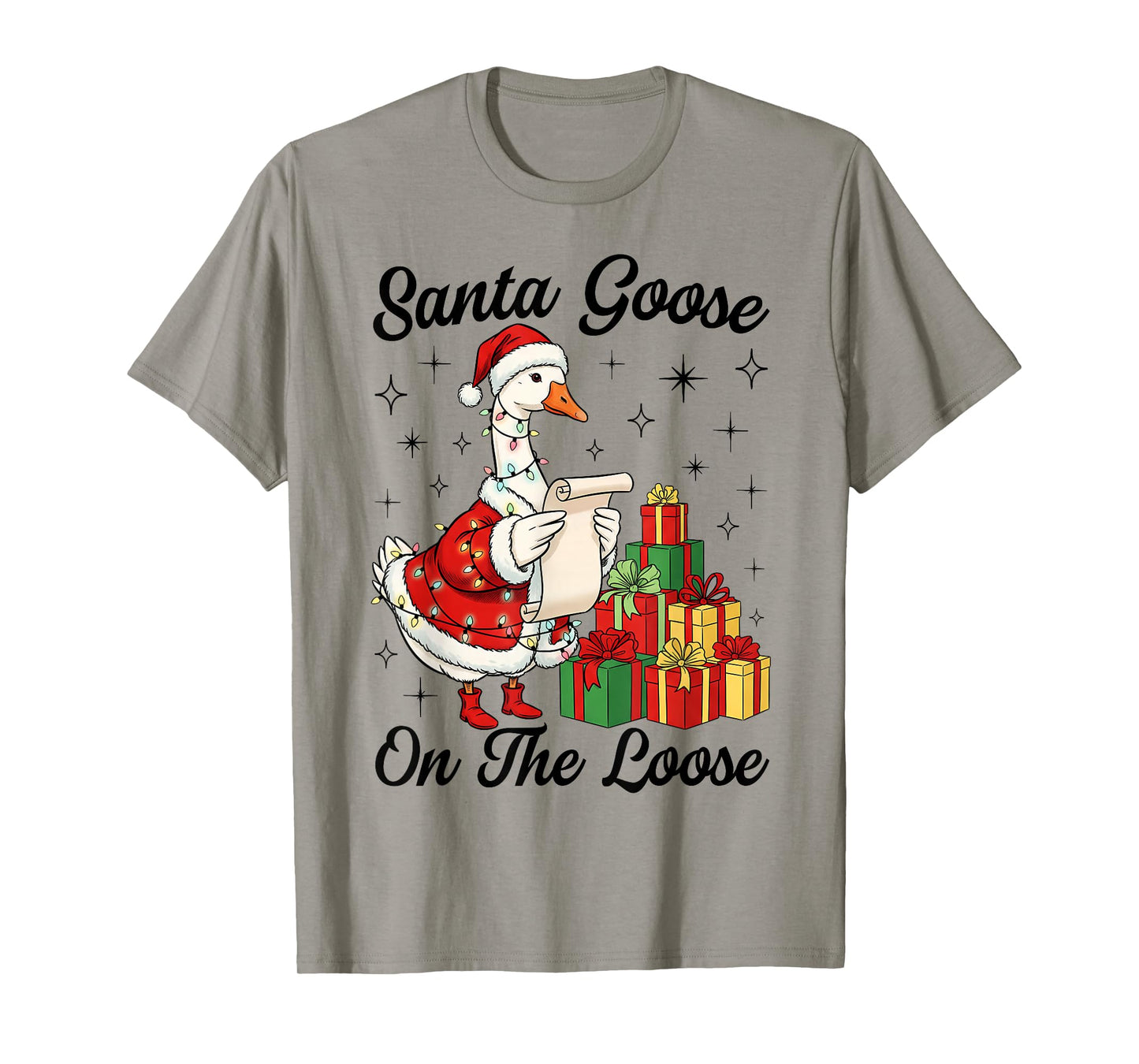 Santa Goose On The Loose Funny Silly Goose Christmas Pajama T-Shirt