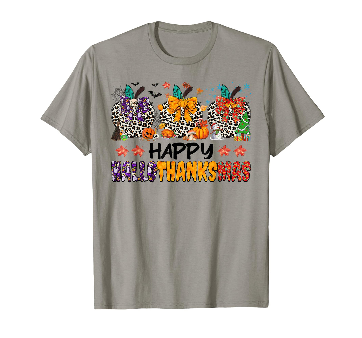Happy Hallothanksmas Halloween Thanksgiving Xmas Teachers T-Shirt