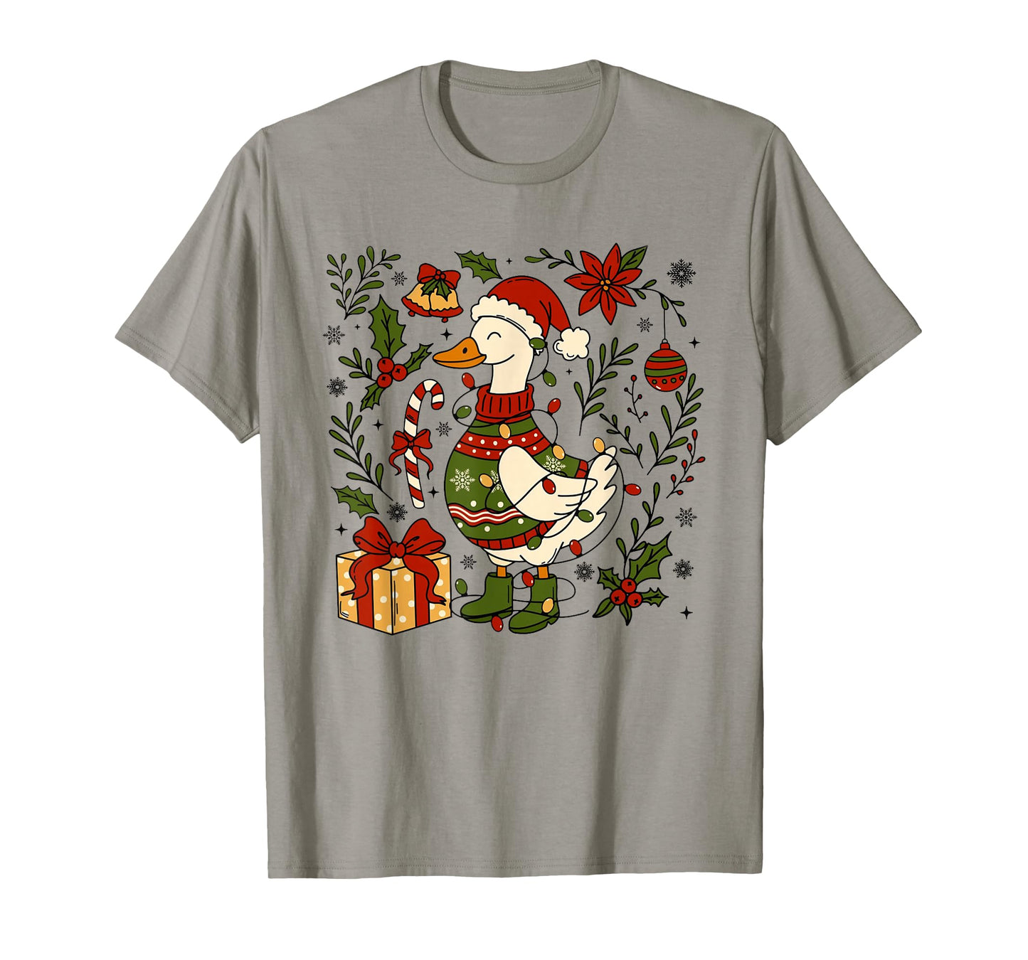 Retro Christmas Silly Goose Christmas Light Goosemas Funny T-Shirt