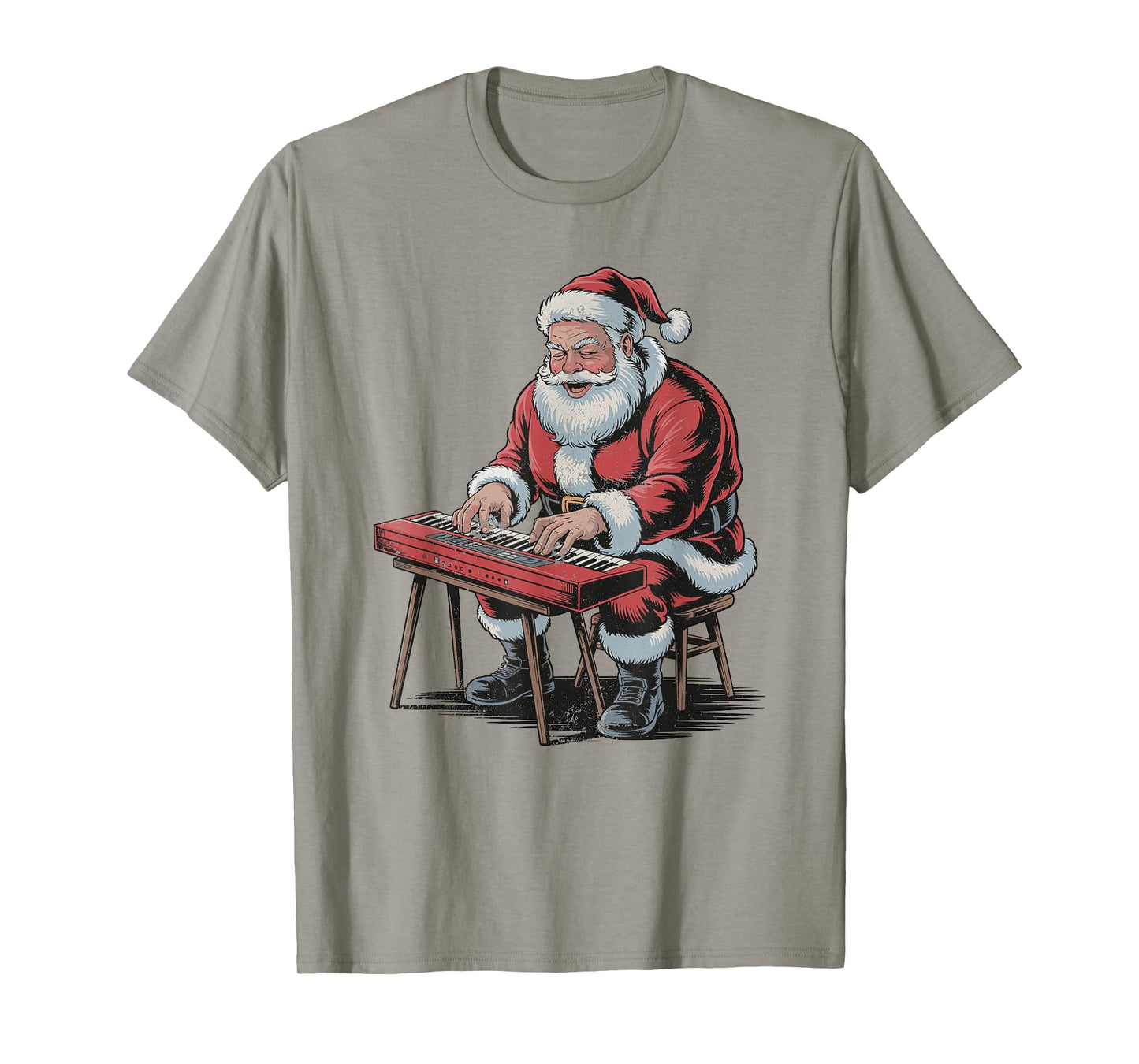 Vintage Santa Playing Digital Keyboard Retro 90s Chrismas T-Shirt