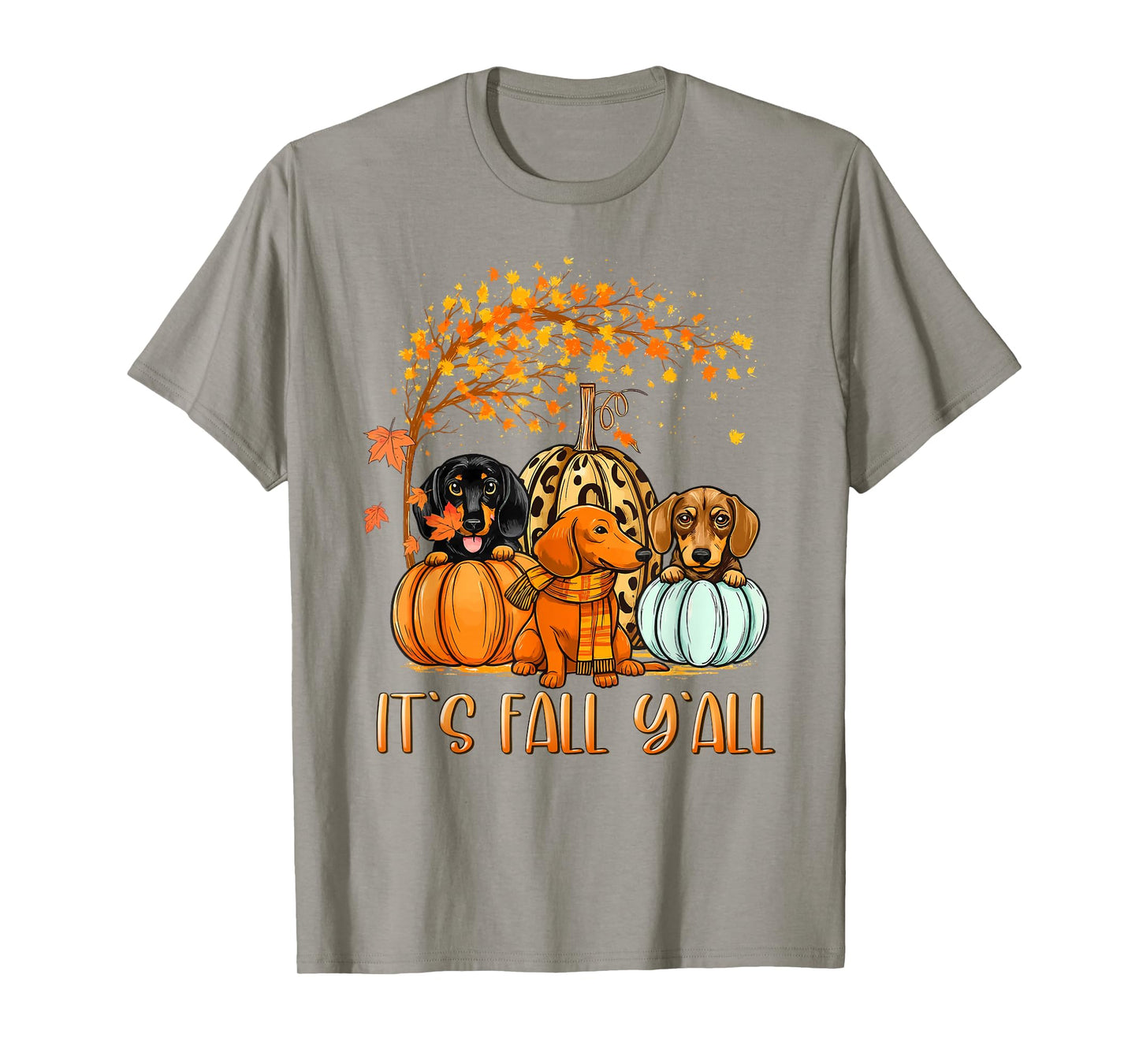 It’s Fall Y’all Autumn Dachshund Pumpkins Fall Women Girls T-Shirt