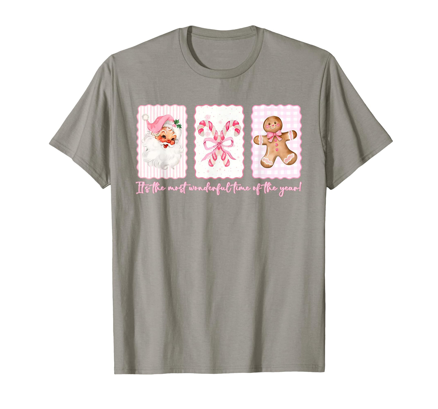 It's The Most Wonderful Time Pink Santa Coquette Bow Xmas T-Shirt