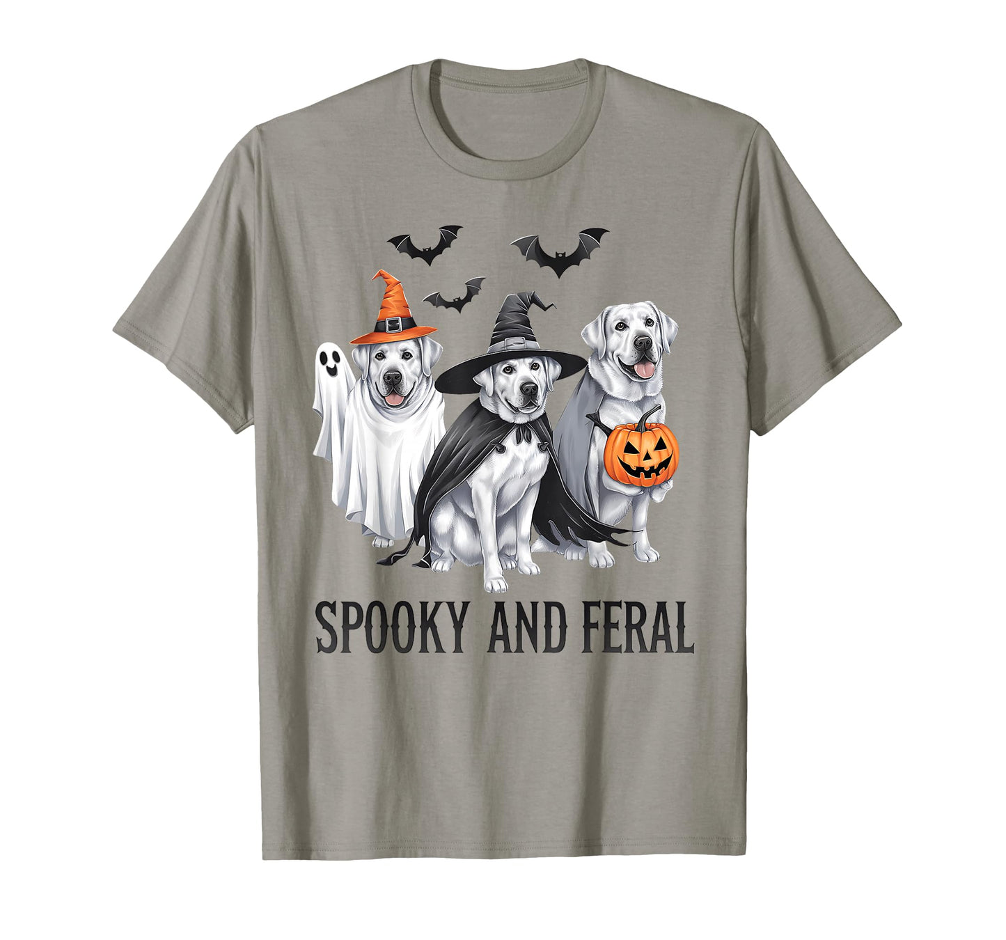 Labrador Halloween Funny Spooky and Feral Dog Ghost Pumpkin T-Shirt
