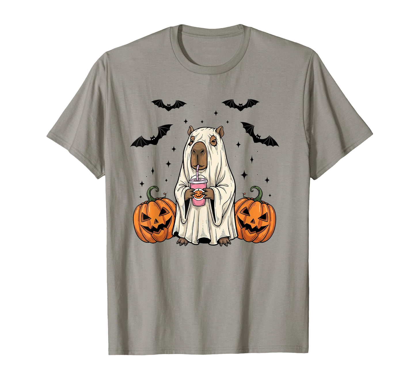 Funny Capybara Ghost Witch Pumpkin Halloween Costume Spooky T-Shirt