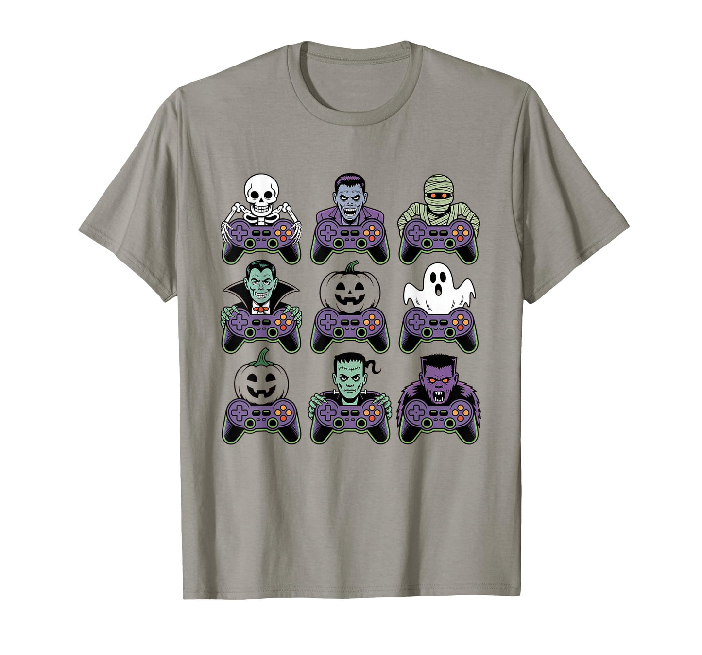 Spooky Skeleton Zombie Halloween Gamer Controllers Funny T-Shirt