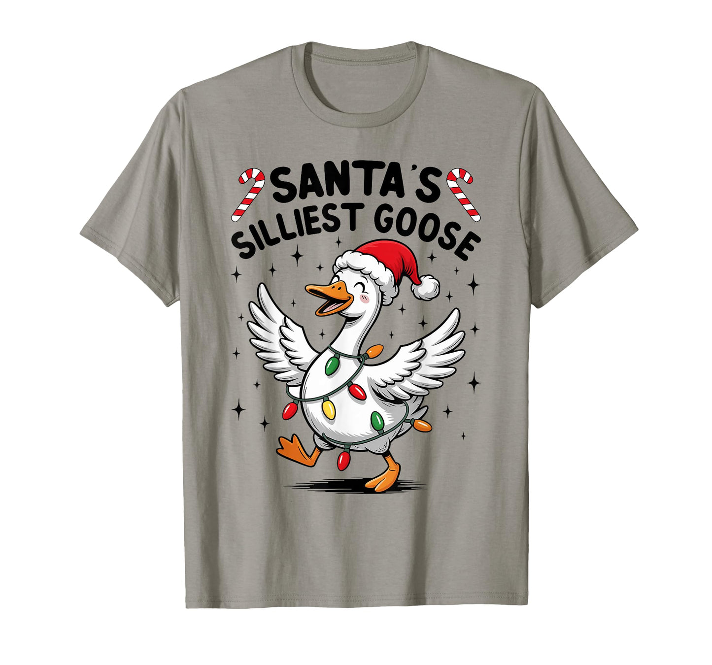 Santa's Silliest Goose Merry Christmas Lights Silly Goose T-Shirt